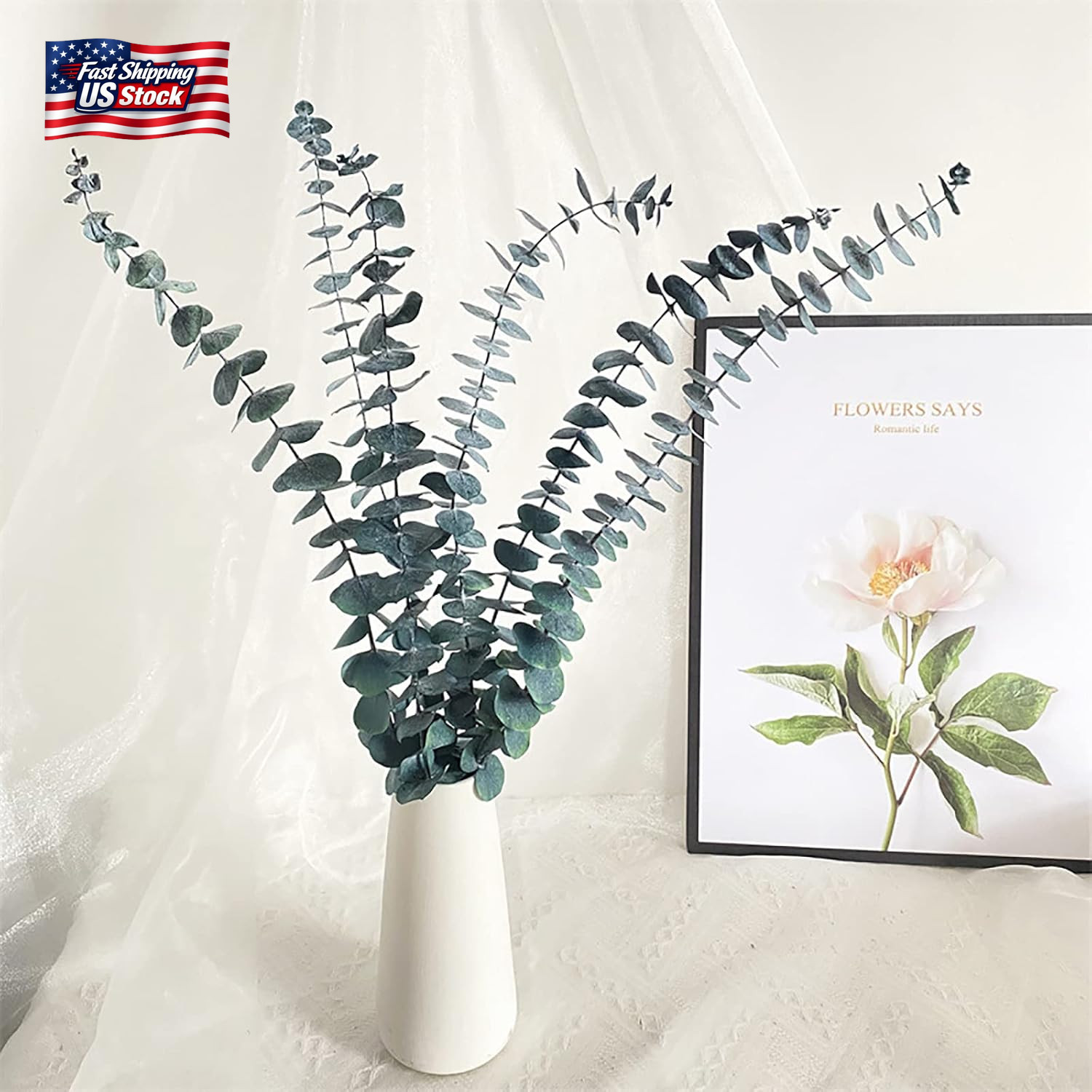 Eucalyptus for Shower 10 Pcs Hanging Dried Eucalyptu Stems 17″ Real Eucalyptus B
