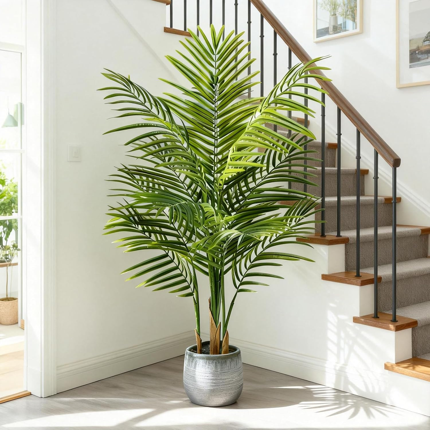 4Ft Artificial Palm Tree Indoor, Large Fake Tropical Areca Palm with 13 Trunks,