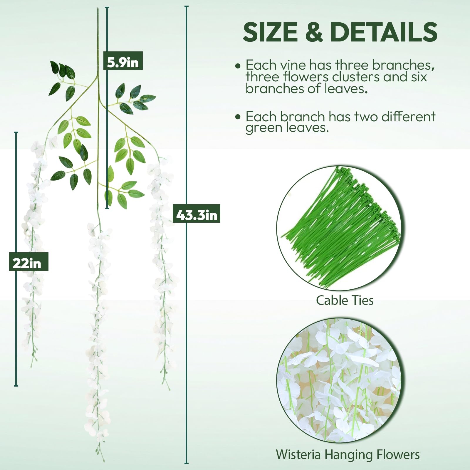 12 Pack Wisteria Hanging Flowers, Fake Hanging Flowers, 3.61 Ft Artificial Fl…