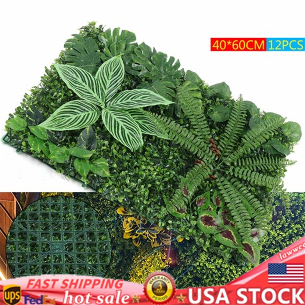 Plant Artificial Mat 12PCs Greenery Wall Hedge Grass Fence Foliage Panel Decor