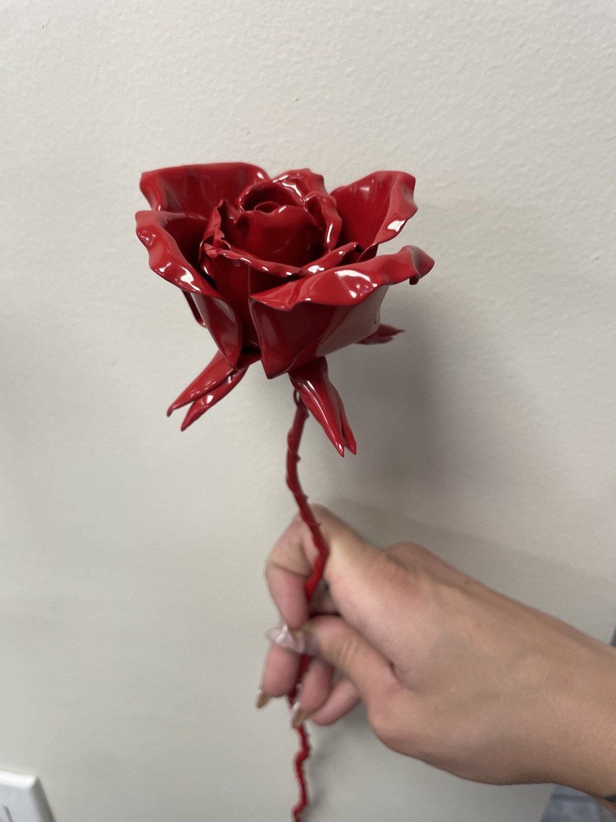 Powder coated Metal Rose Flowers, handcrafted, bent, and welded. $35/Rose w/Stem