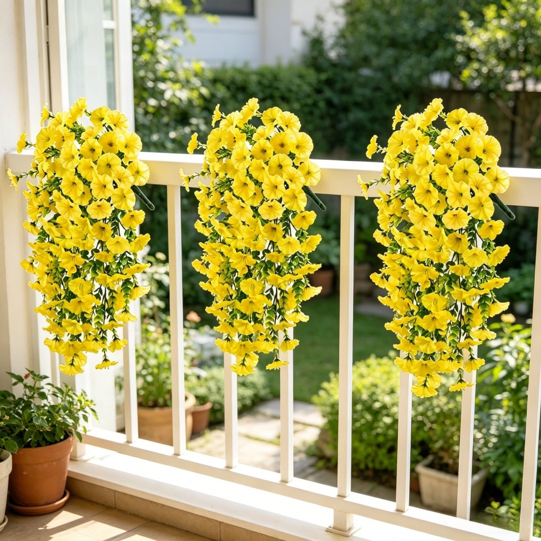 12Pcs Artificial Hanging Flowers Fake Vine Plant for Home Garden Wall Decor