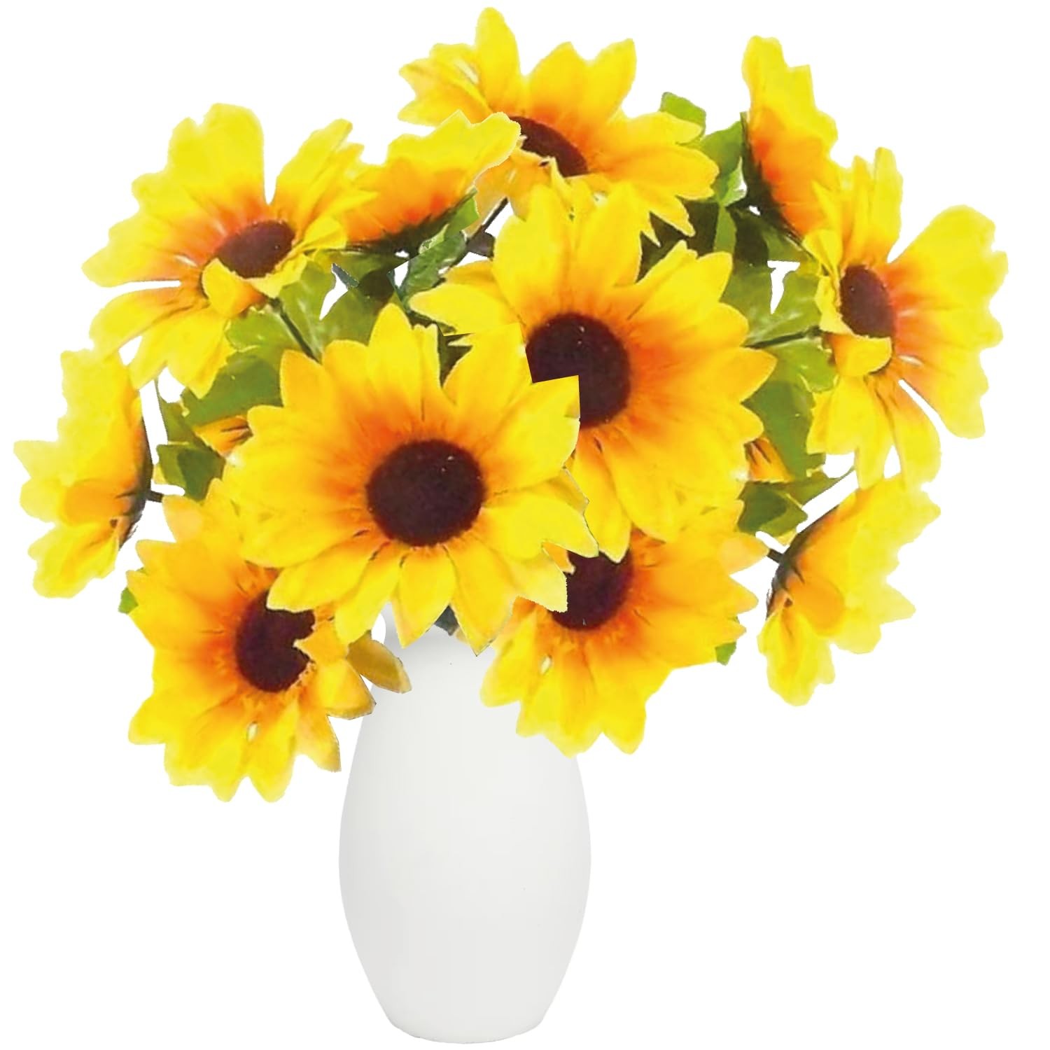 Artificial Sunflower Bouquets 2 Bunches 7 Heads Each Yellow Silk Faux Decor