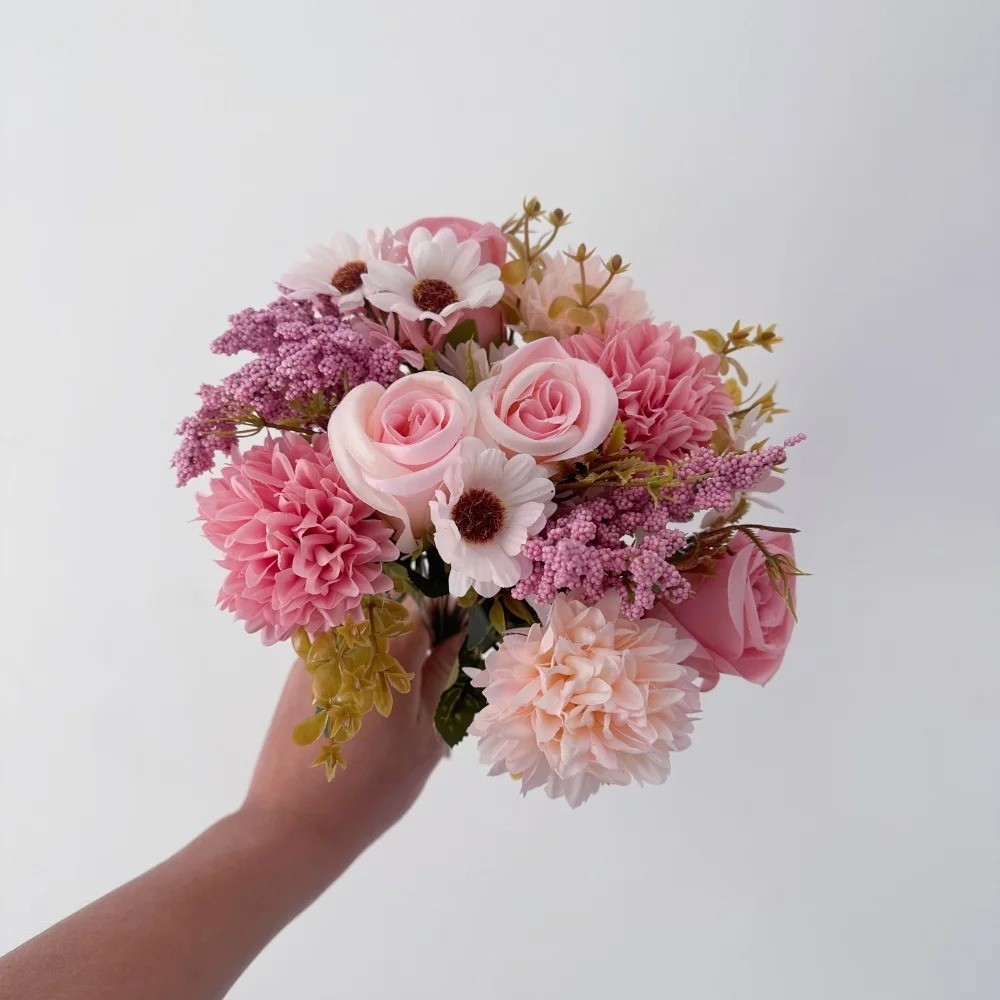 Artificial Rose Dahlia Daisy Flower Bouquet Silk Floral Wedding Home Decor