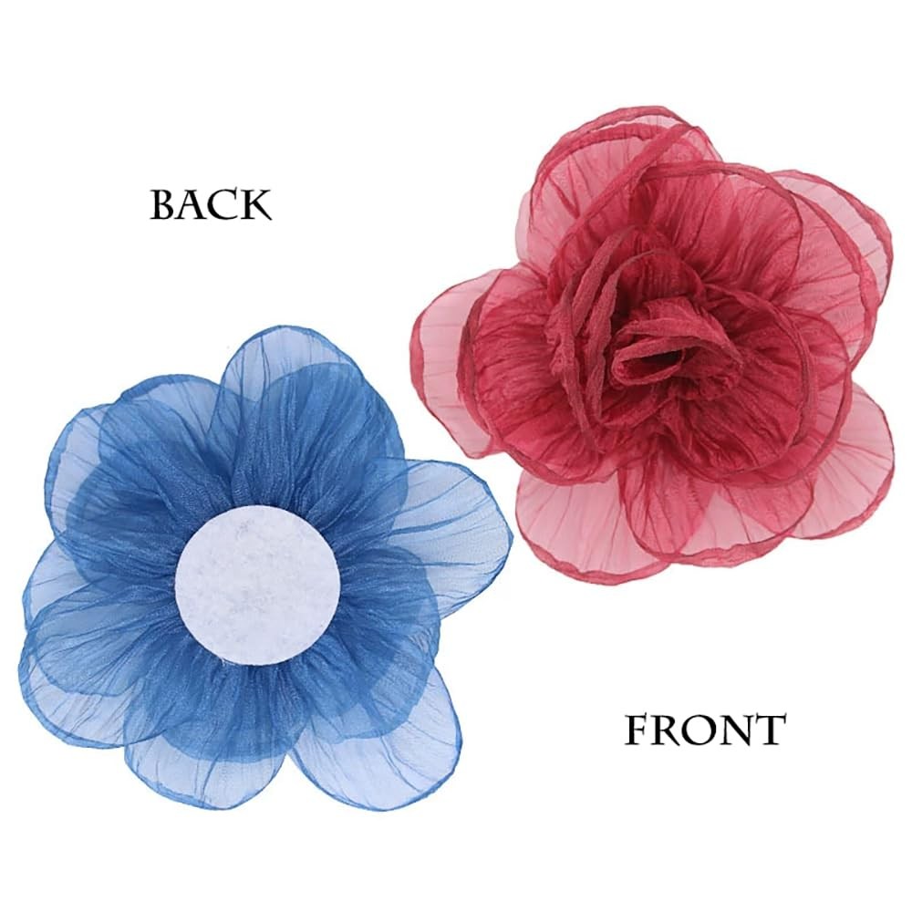 100 Pcs Satin Ribbon Flower Bows Sewing Appliques Daisy Flower Heads