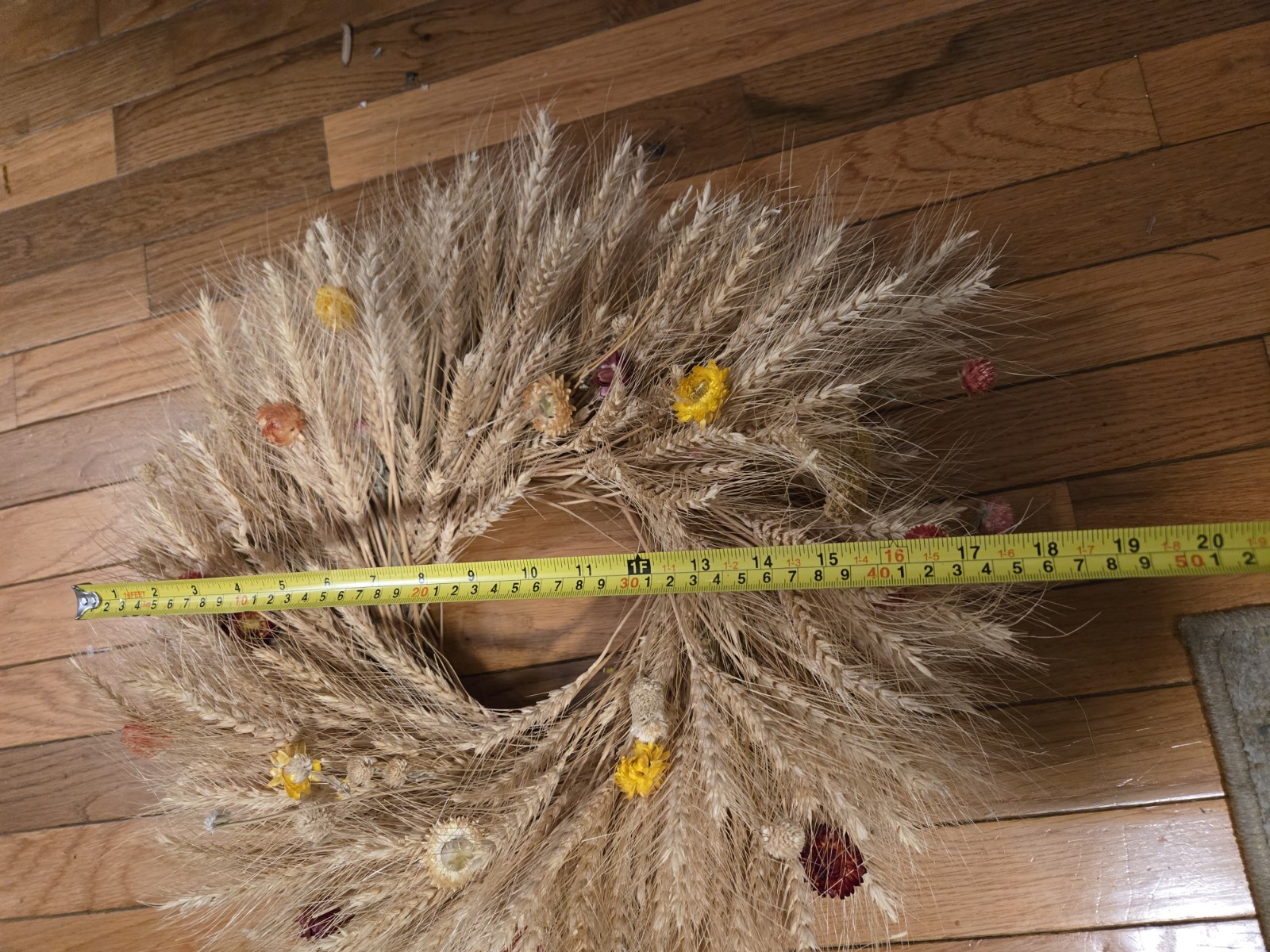Beautiful Summer Fall Natural Dried Flower Wheat Wreath – Wall Or Door Decor