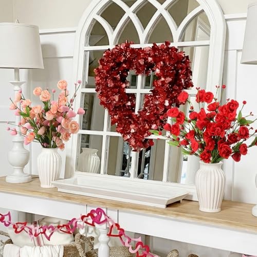 12 Pcs Valentines Day Decoration Rose Floral Picks 16 Inch Red Pink Heart