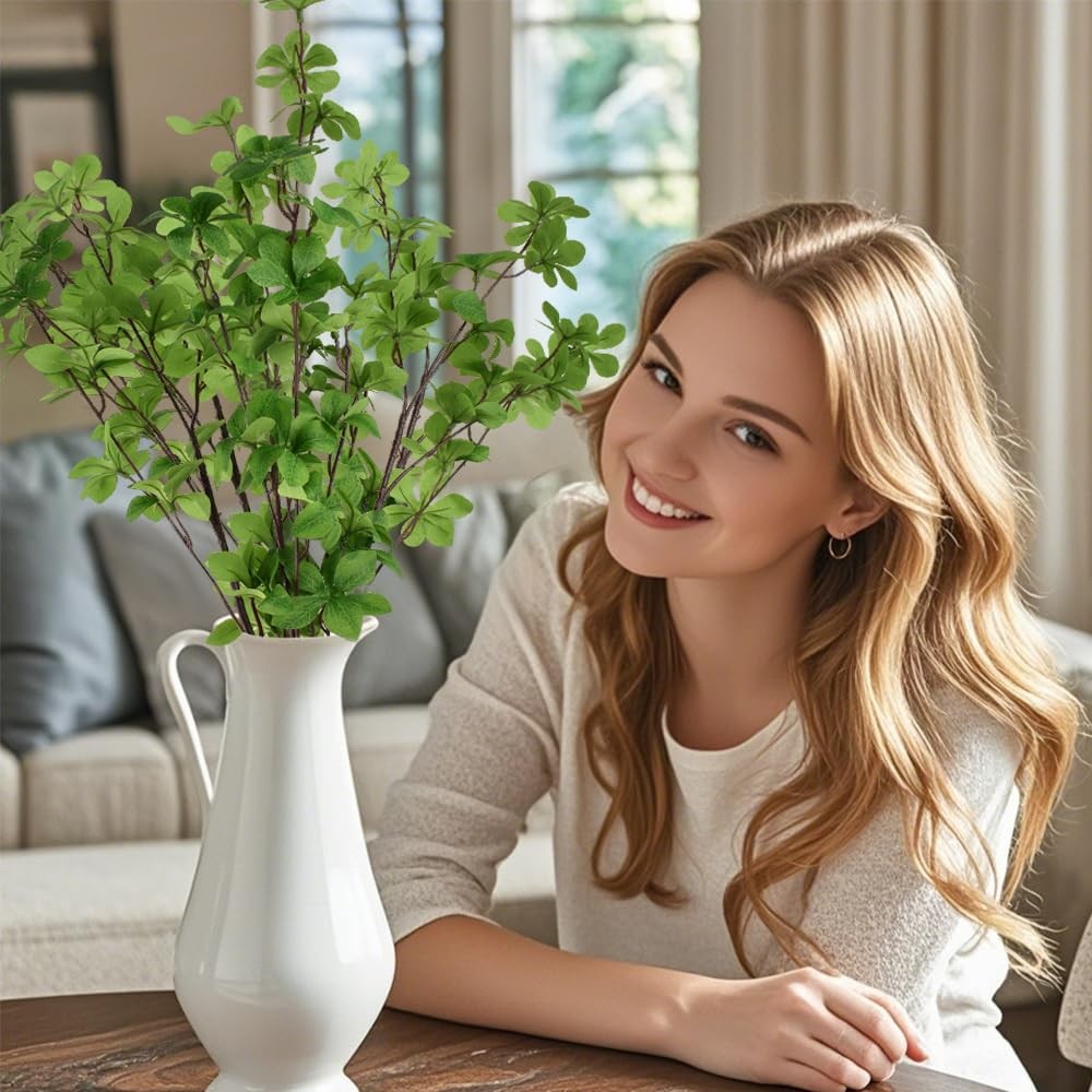 Artificial Greenery Stems, 3 Pcs Fake Green Plants Branches Faux Greenery for…