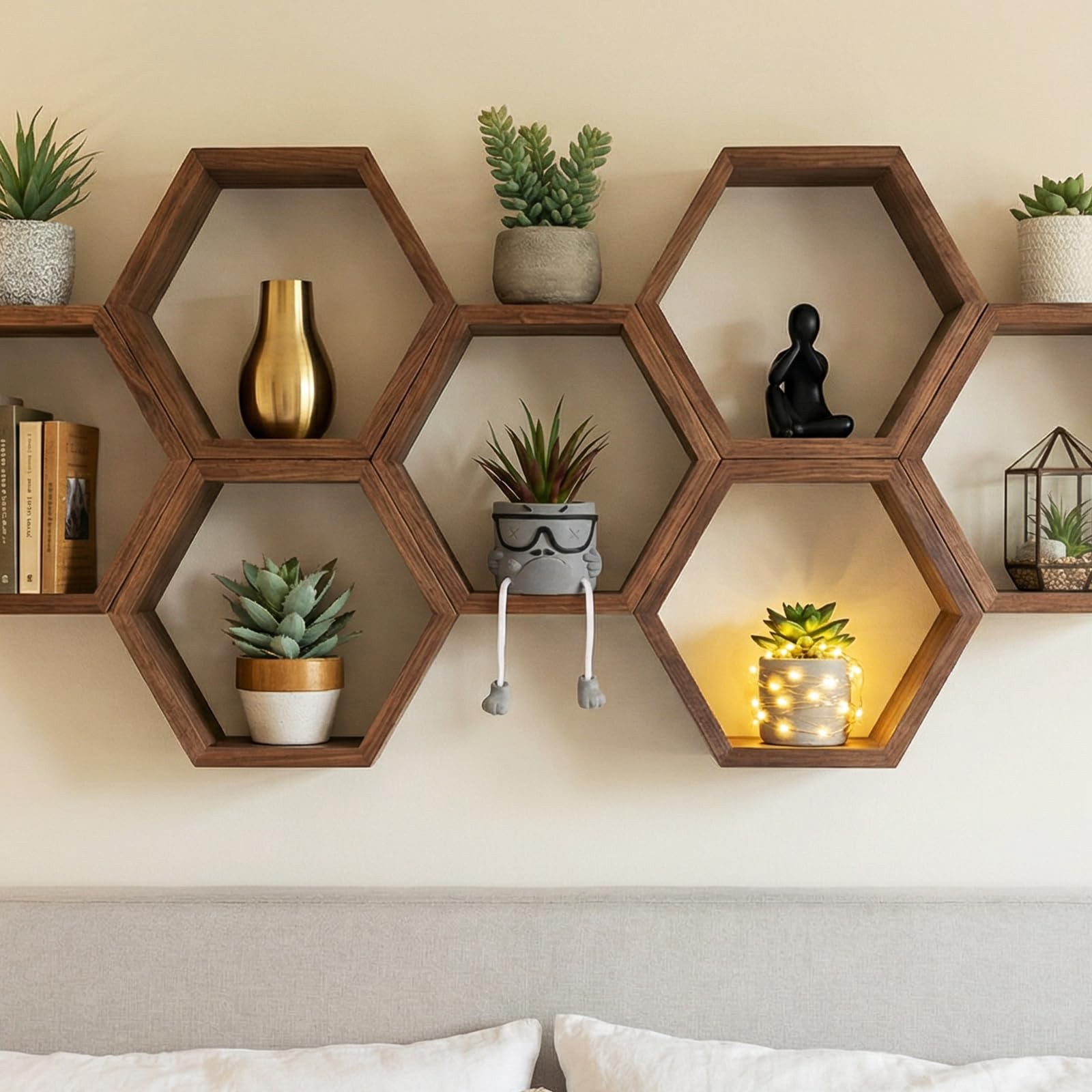 1 PCS Creative Artificial Succulents Cement Pots Hanging Leg Wall Shelf Decor