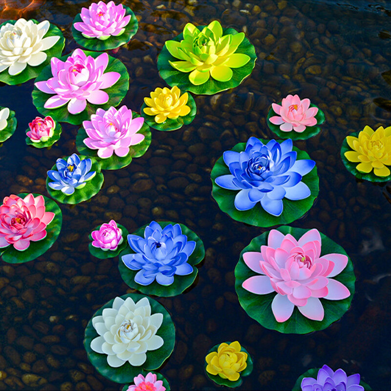 10cm/17cm Simulated Lotus Flower Fake Plant Pond Decor Artificial Water Lily