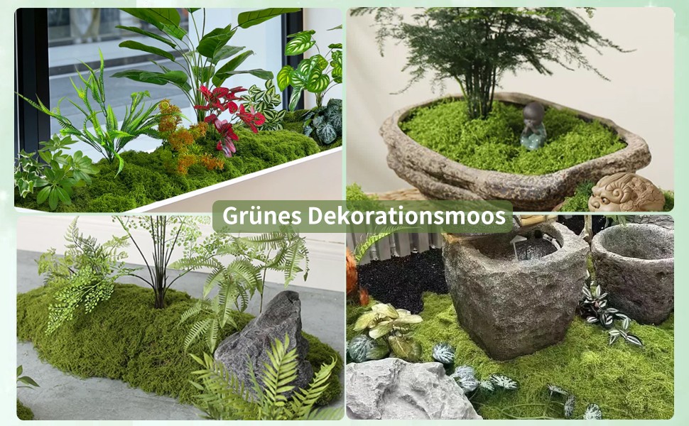 Fake Moss for Plants Indoor, 7OZ Dual-Color Artificial Moss for Crafts,