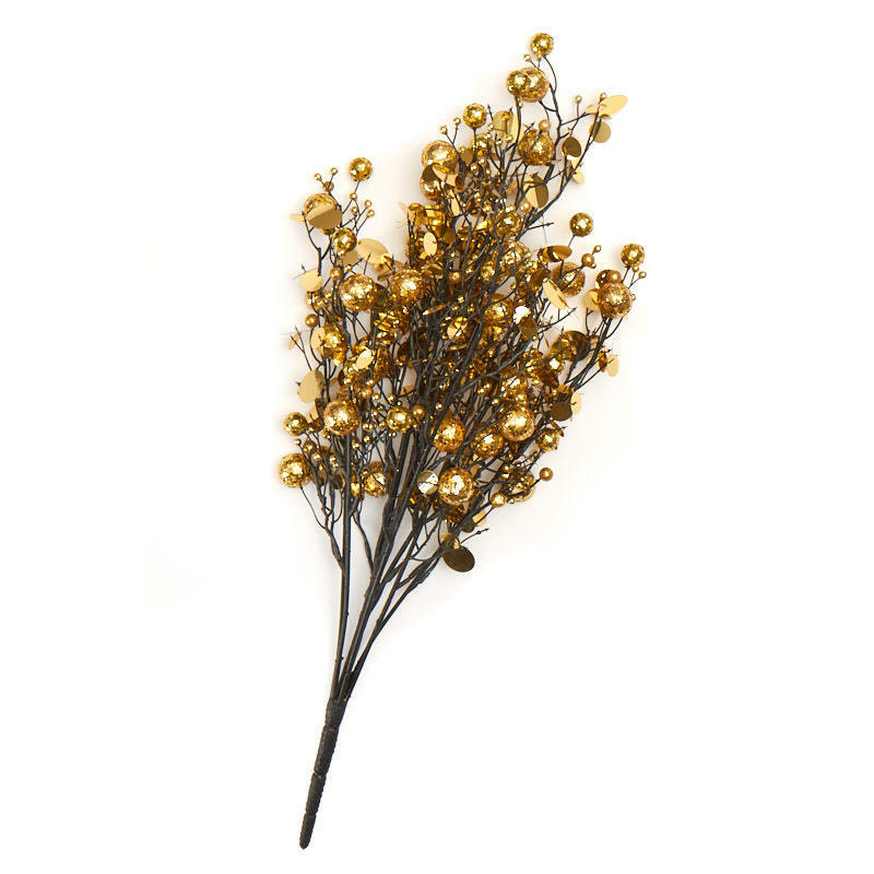 Factory Direct Craft Glitzy Gold Glitter Ball and Sequin Accent Bush | for