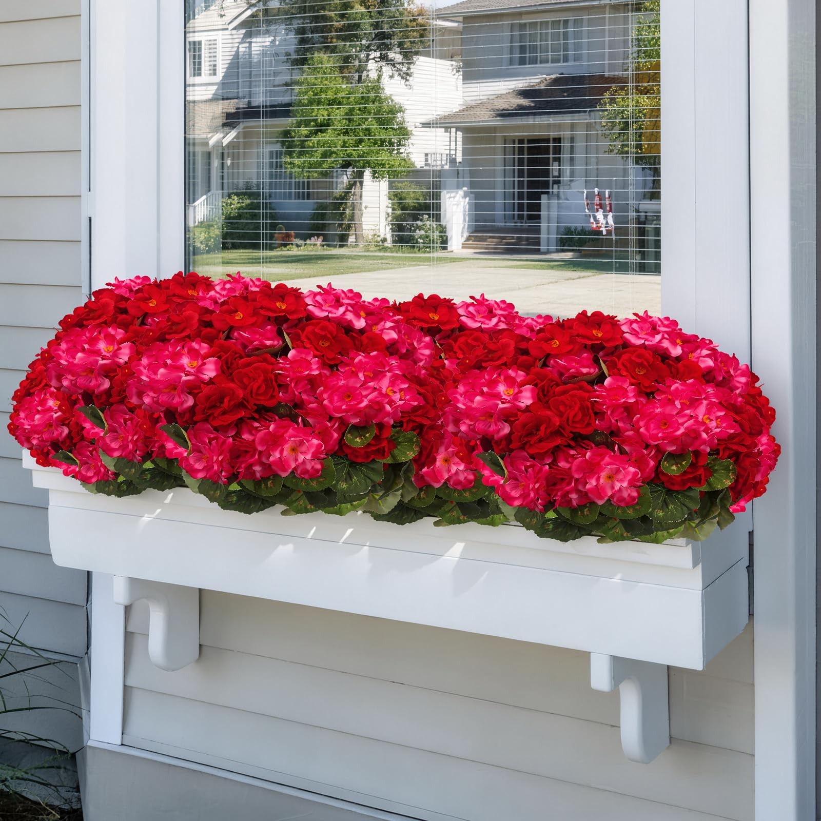 Artificial Flowers for Outdoor, UV Resistant Realistic Geranium Fake Flowers-…