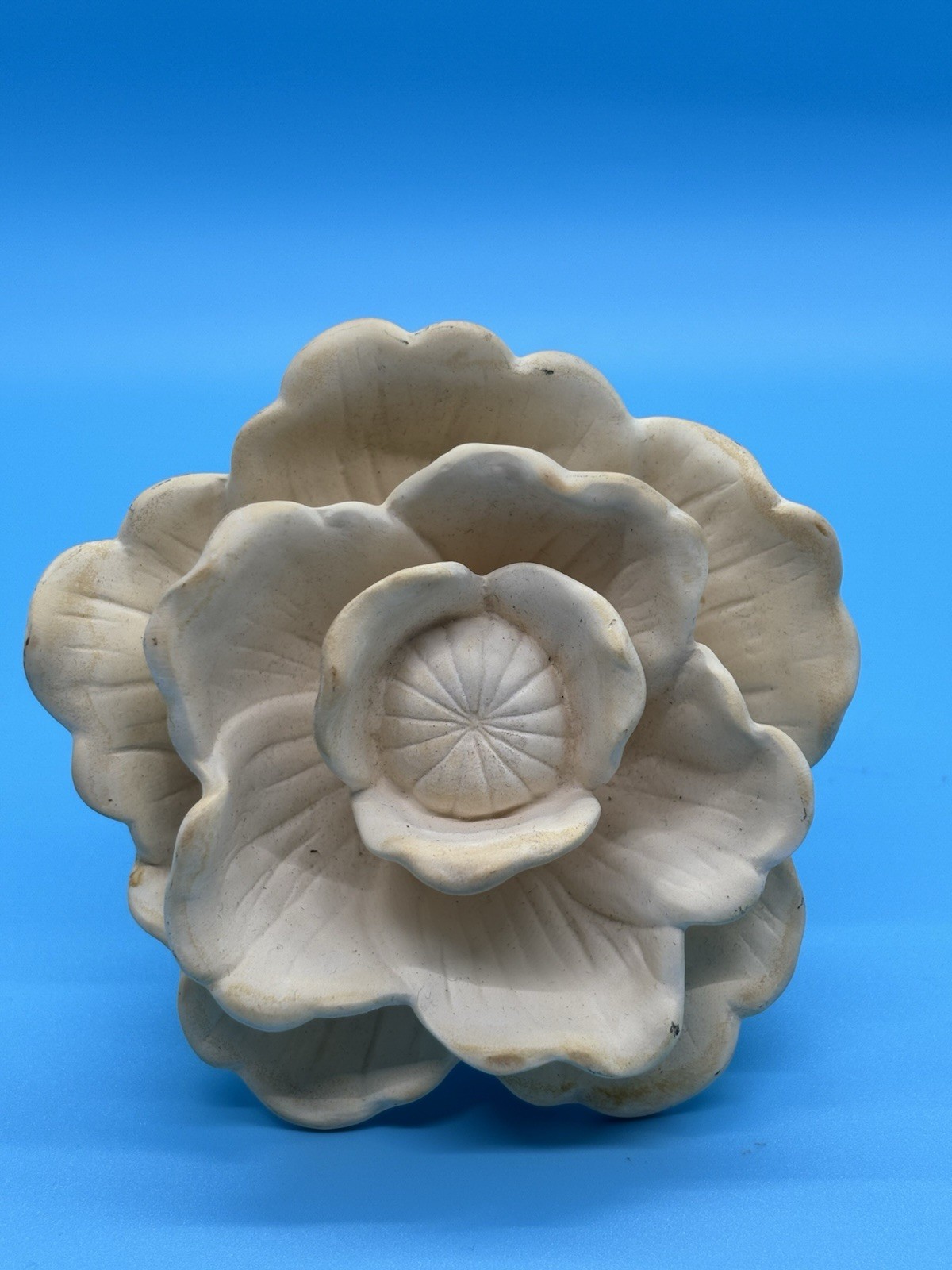 Vintage Ceramic Porcelain White Flower Rose Stem