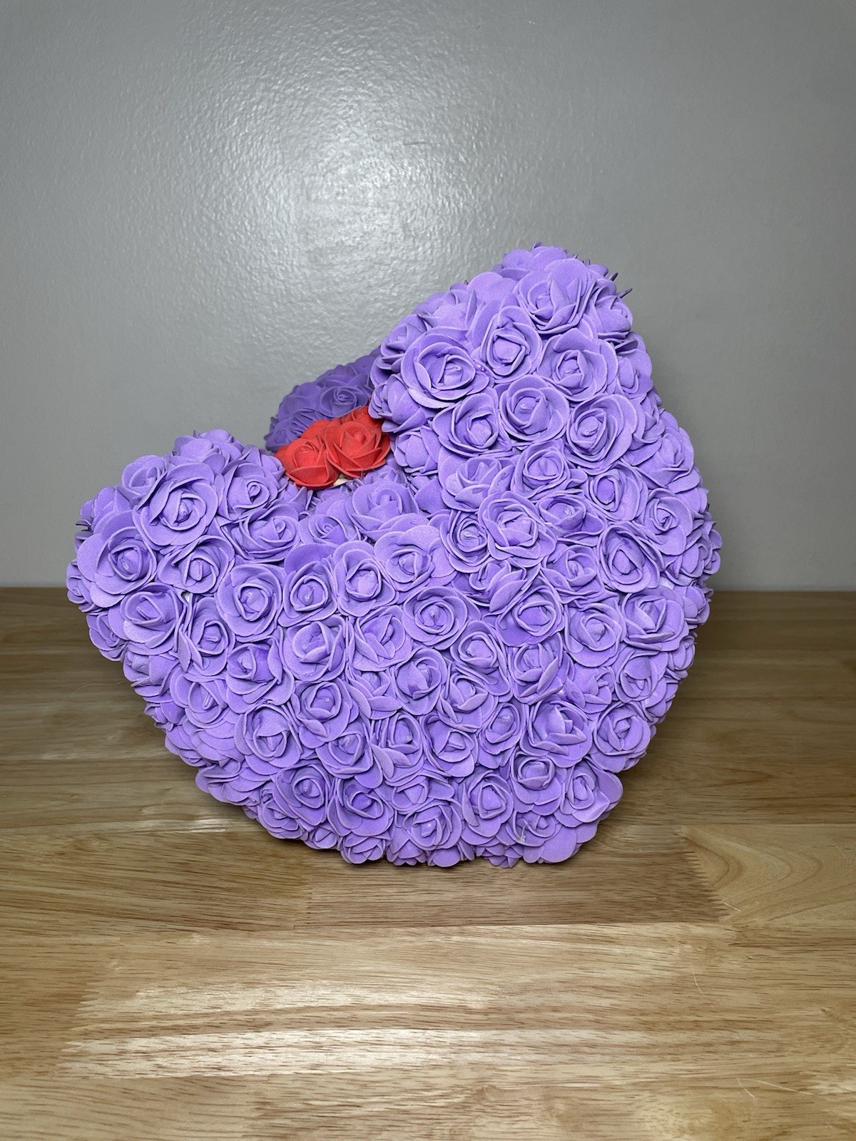 Birthday Gift Rose Bear 14” Purple With Red Heart Forever Rose Teddy Bear!