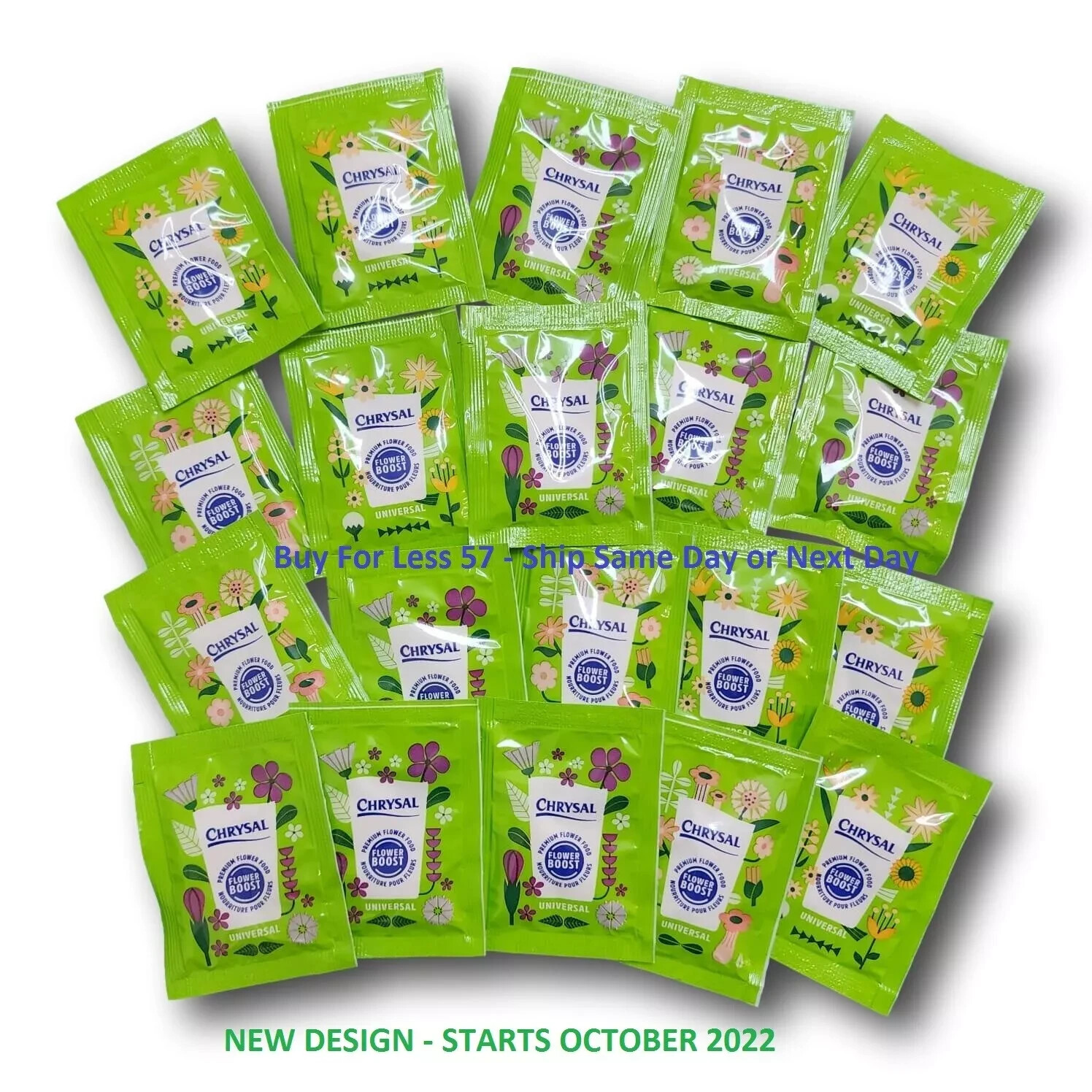 200 Chrysal Flower Boost Clear Flower Food Packets for Arrangements, Vases 5gr