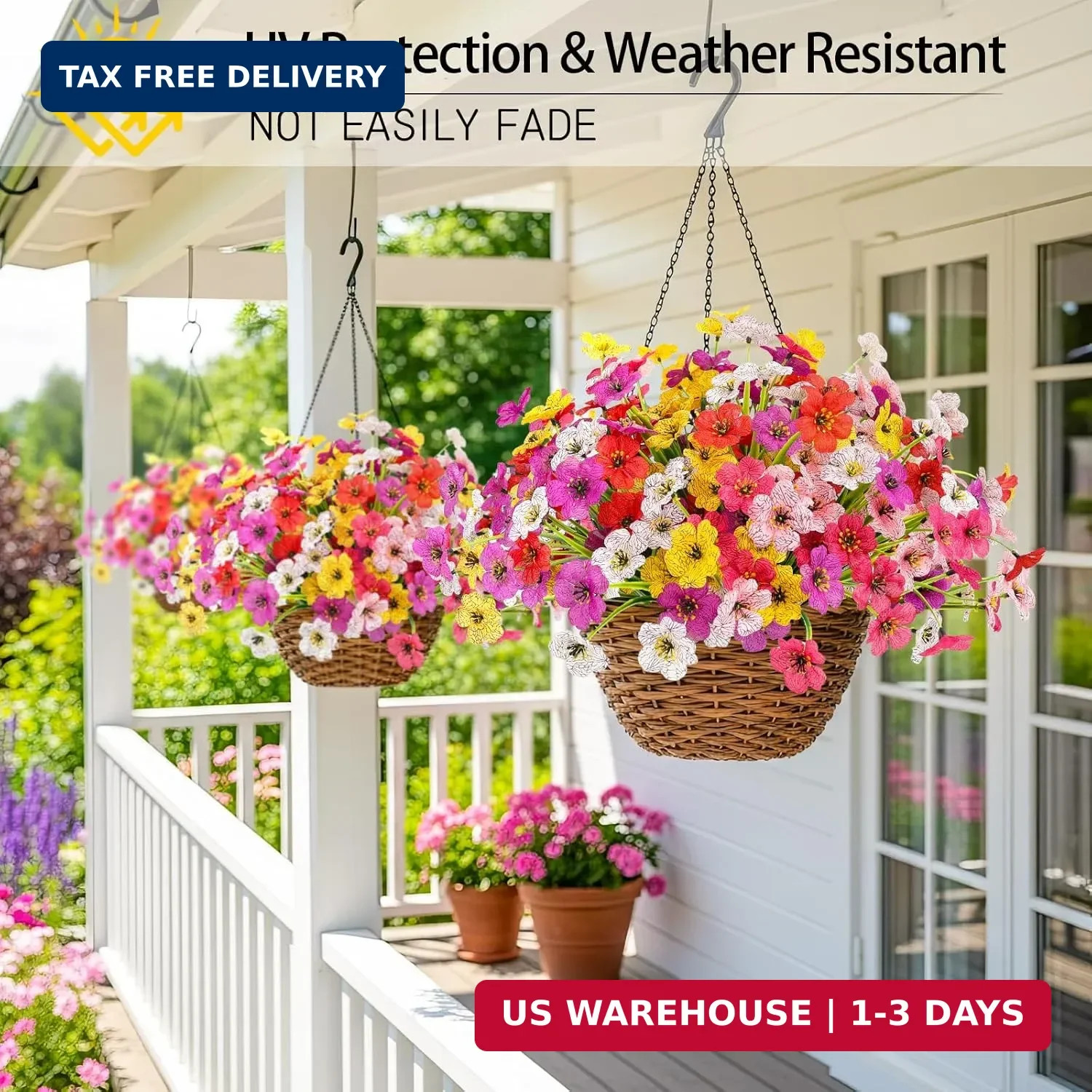 MACTING 12 Bundles Artificial Flowers for Outdoors UV Resistant Fake Flowers Fau