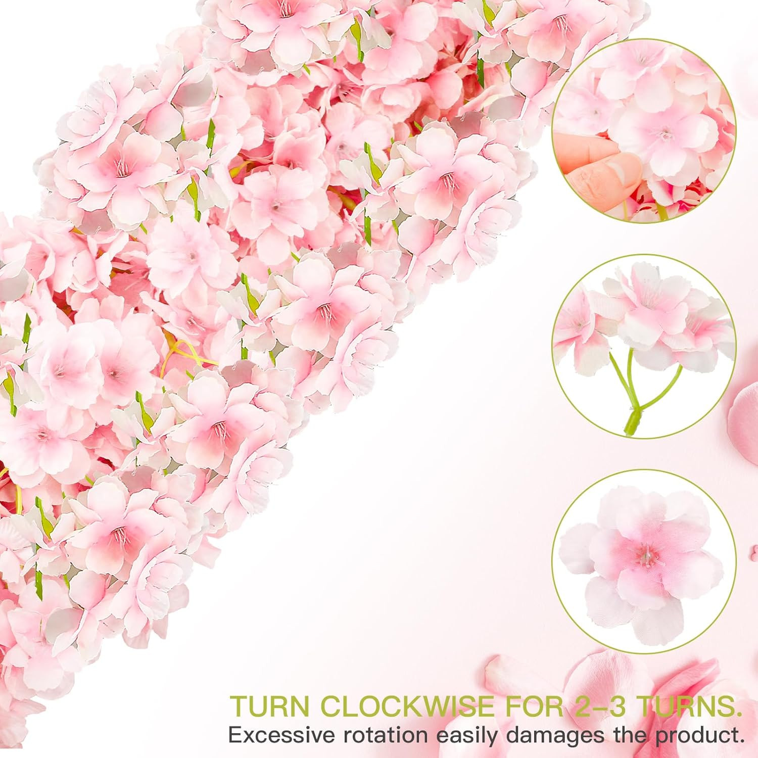 40 Pcs Pink Cherry Blossom Vines – Faux Flower Garland for Weddings & Decor