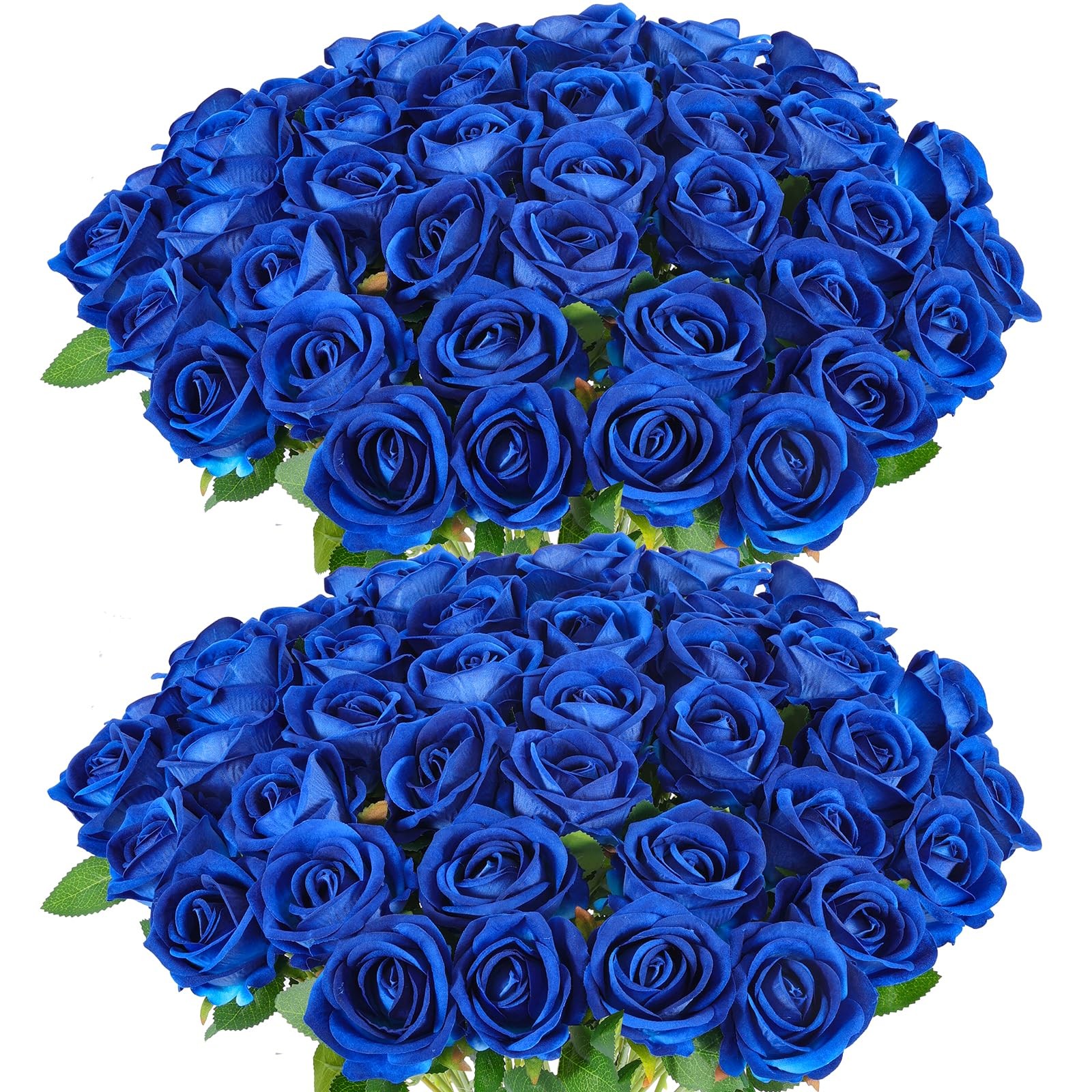 50 Artificial Roses in Bulk, Fake Silk Roses Realistic Blue Roses for Wedding…