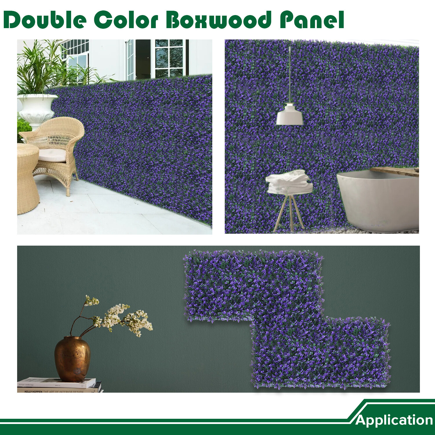 20″ Artificial Faux Purple Lavender Outward Mats Wall Hedge Decor Panel DIY