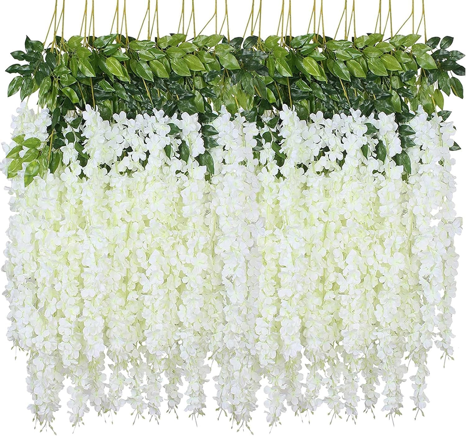 Wisteria Hanging Flowers – 36 Pieces 3.75 Feet/Piece Artificial Wisteria Vine Fa