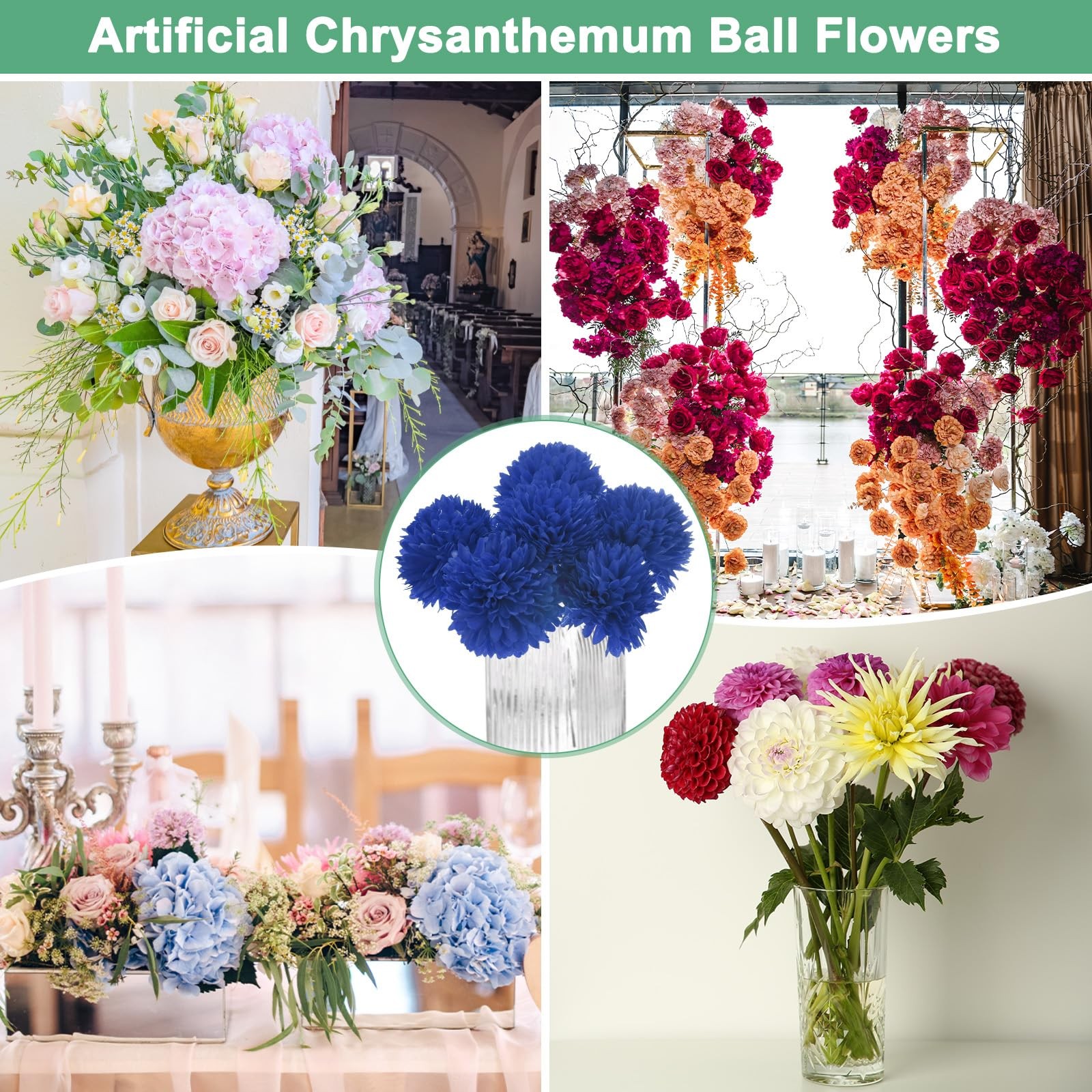 30-Pack Artificial Chrysanthemum Flowers,11 Inch Faux Chrysanthemum Silk Bouq…