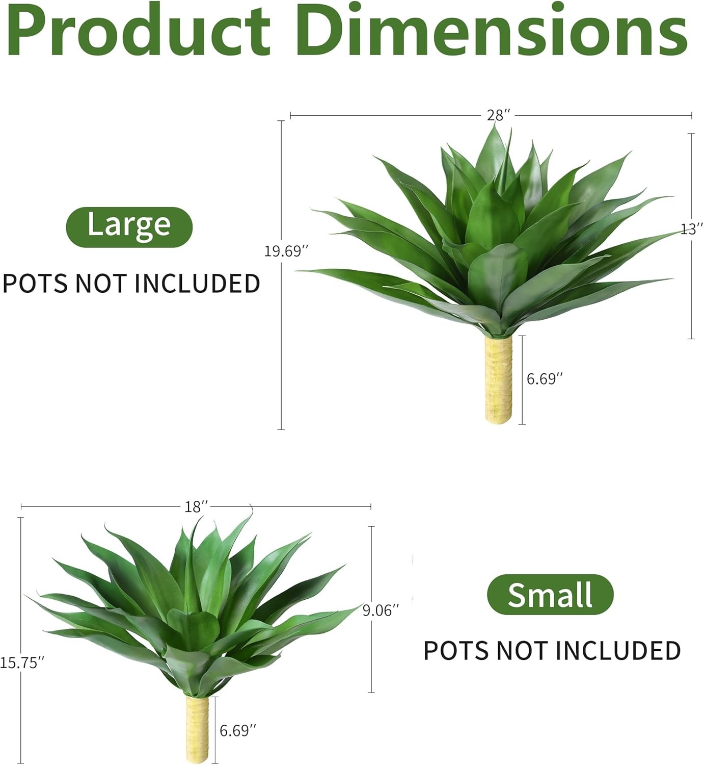 Fake Plants 28 Inch Agave Outdoor UV Resistant Faux Greenery