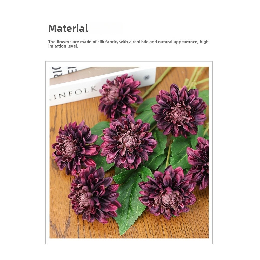 Silk Dahlia Stem with Wire Core for Easy Shaping in Floral Arrangements