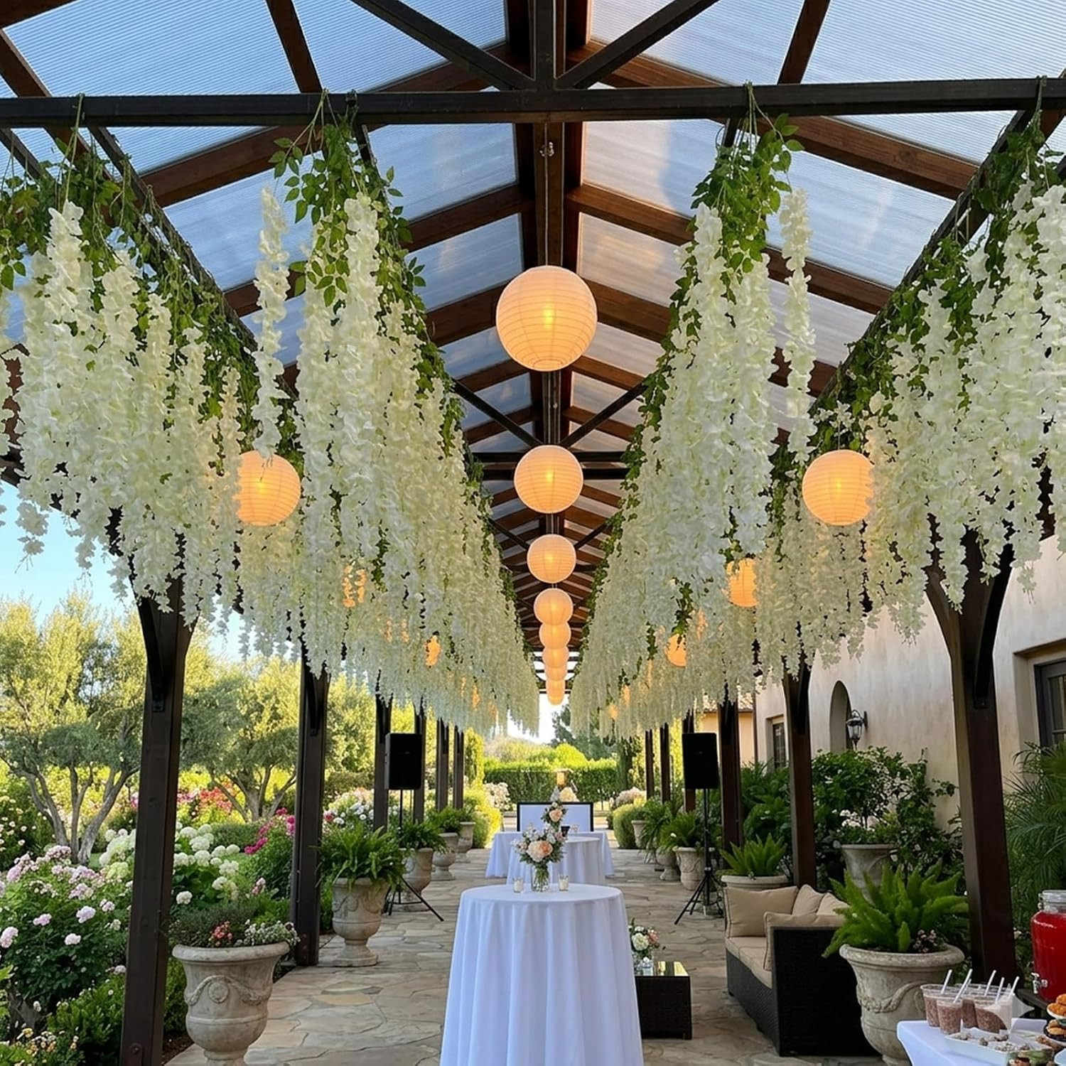 Artificial Wisteria Hanging Flowers Fake Wisteria Flower Garland Silk Vines Ratt