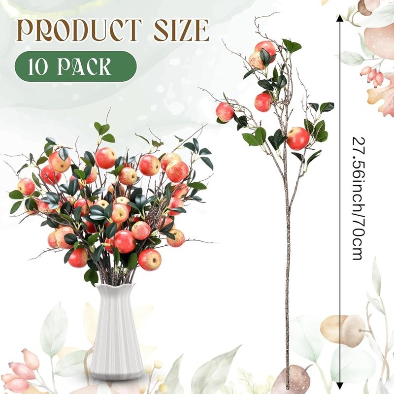 Artificial Apple Branches 10 Pack Faux Fruit Home Decor Floral Arrangements New