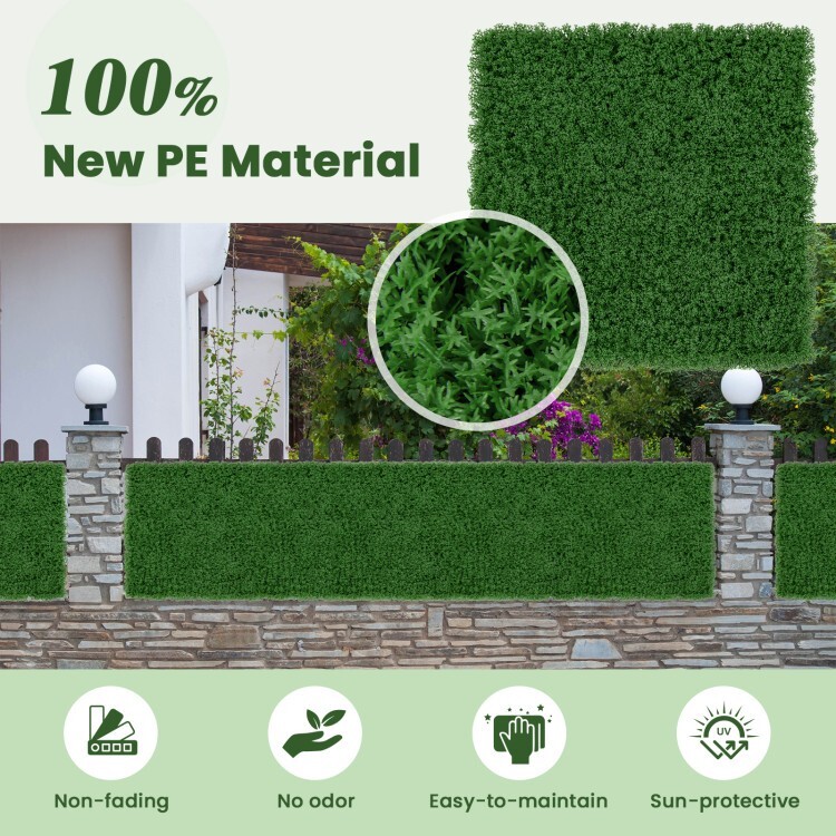 12PCS Plant Panels Outdoor Indoor 20 x 20″ Artificial Grass Wall Panels Stand