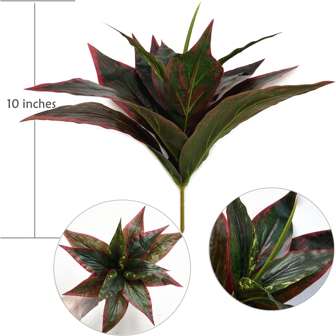Artificial Agave Fake Plants Red 2 Pack, 10 Inches Faux Shrubs Flowers Grass Pla