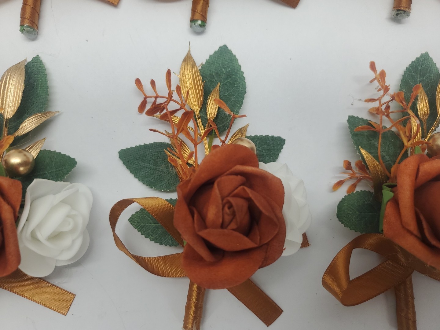 Burnt Orange Boutonniere for Men Set of 6 Wedding Prom Groom Groomsmen