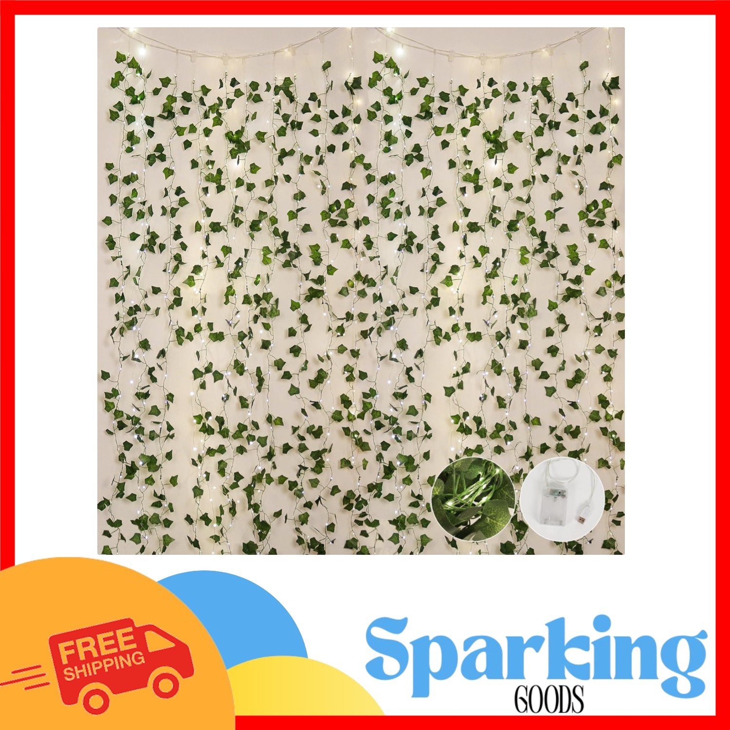 10 Hooks LED Light String Garland: 118-Inch Artificial Ivy for Party & Home