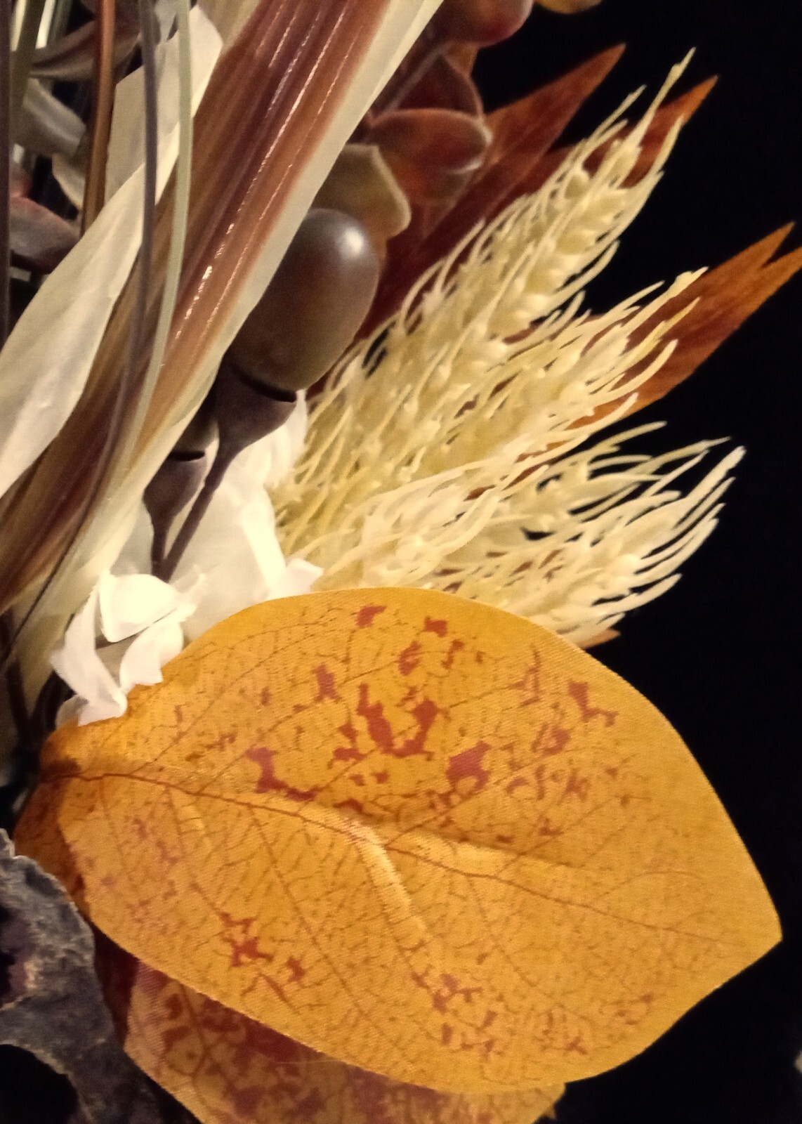 NWT Autumn Fall Floral Arrangement-Cattails & Lotus Pods-Silver Milk Can-18.75″T