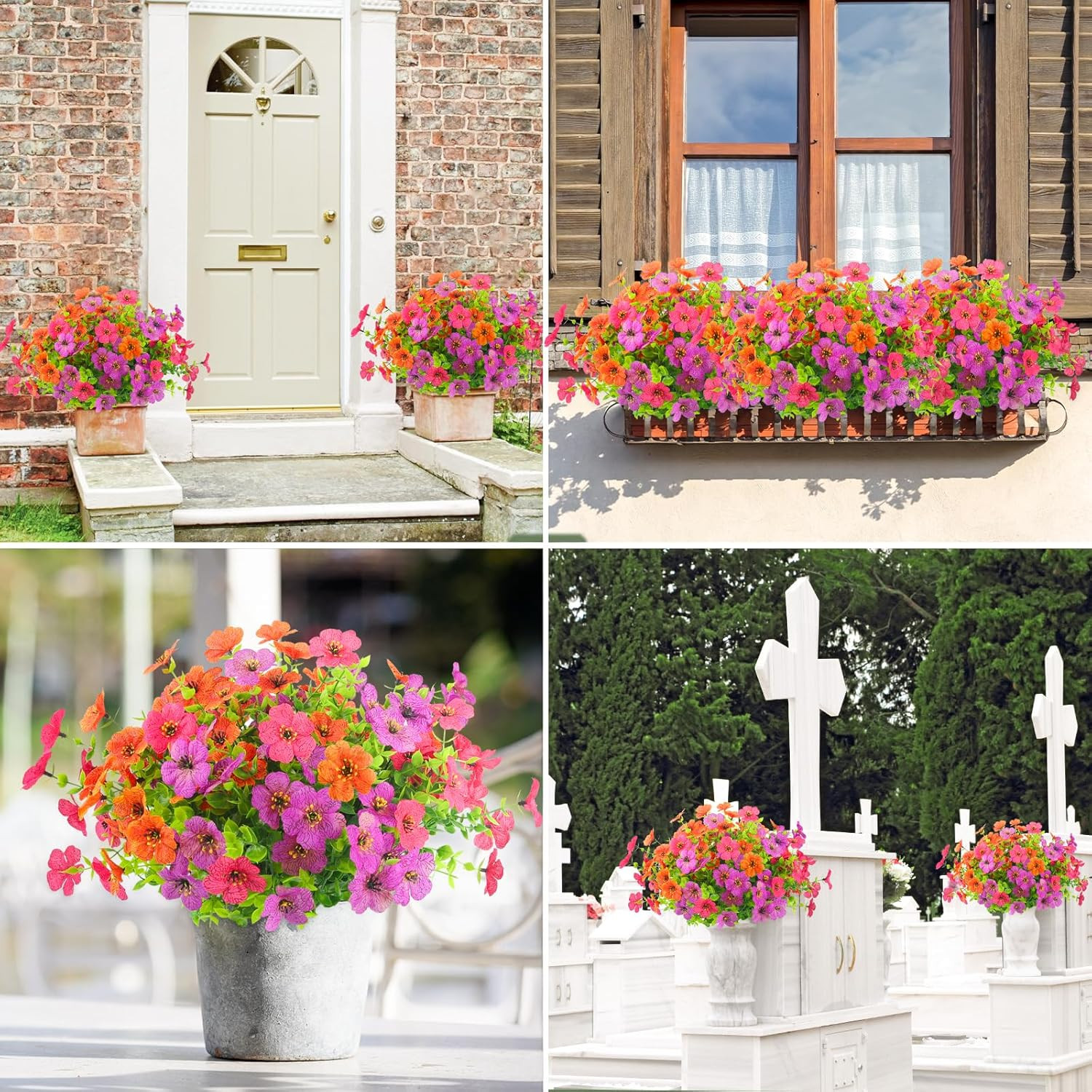 Artificial Spring Flowers for Outdoors Faux Plantst Realistic Fake Flowers