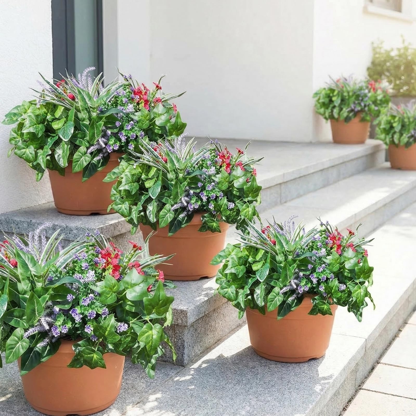 16 Bundles Artificial Plants for Outdoors, Realistic Faux Bushes Mixed Fake P…