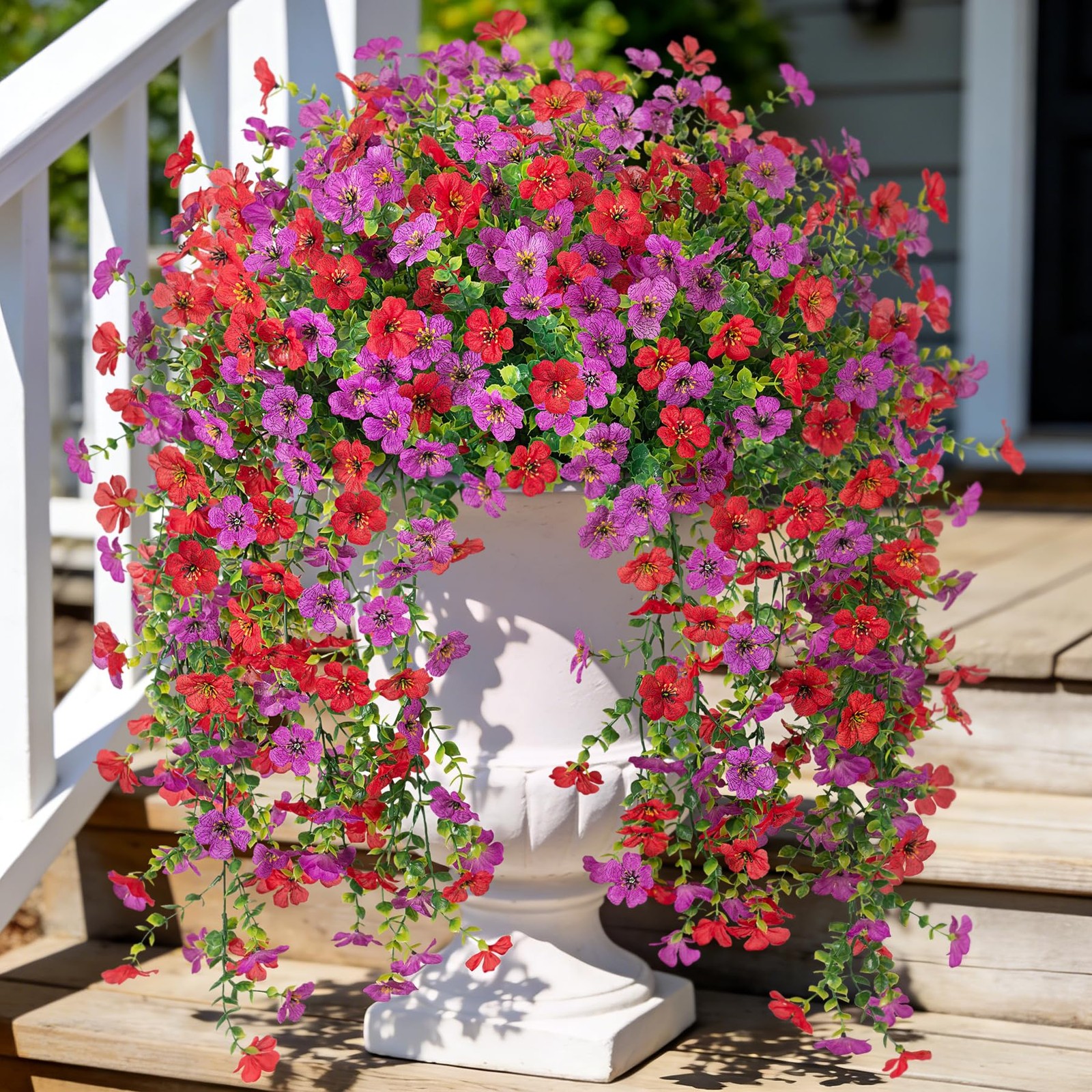 Fake Artificial Hanging Flowers for Outdoors Decoration, 2 PCS Faux UV Resist…