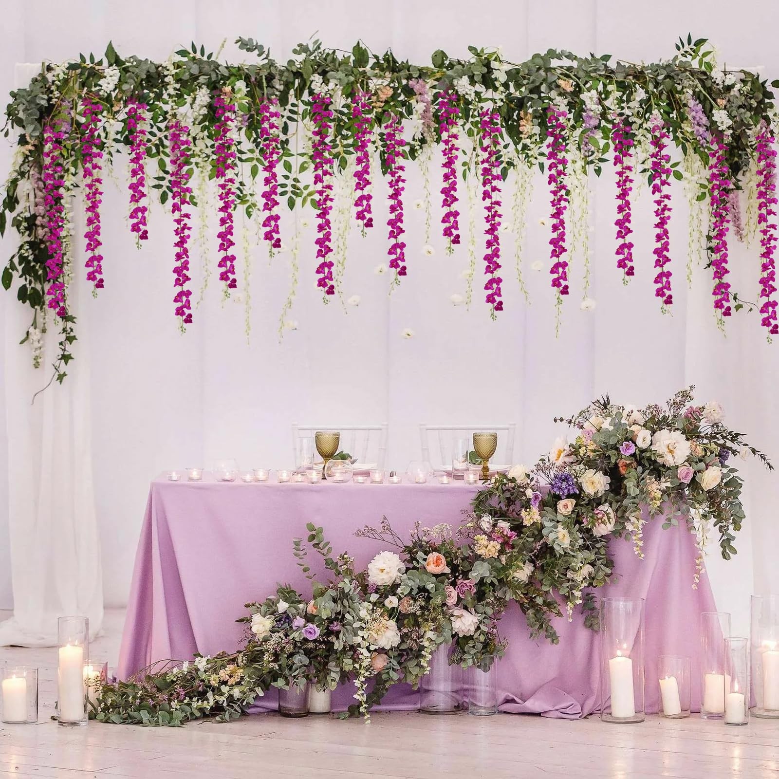 IPOPU 6.56FT 2PCS Hanging Orchids Artificial Flowers Orchids Garland Silk Orc…