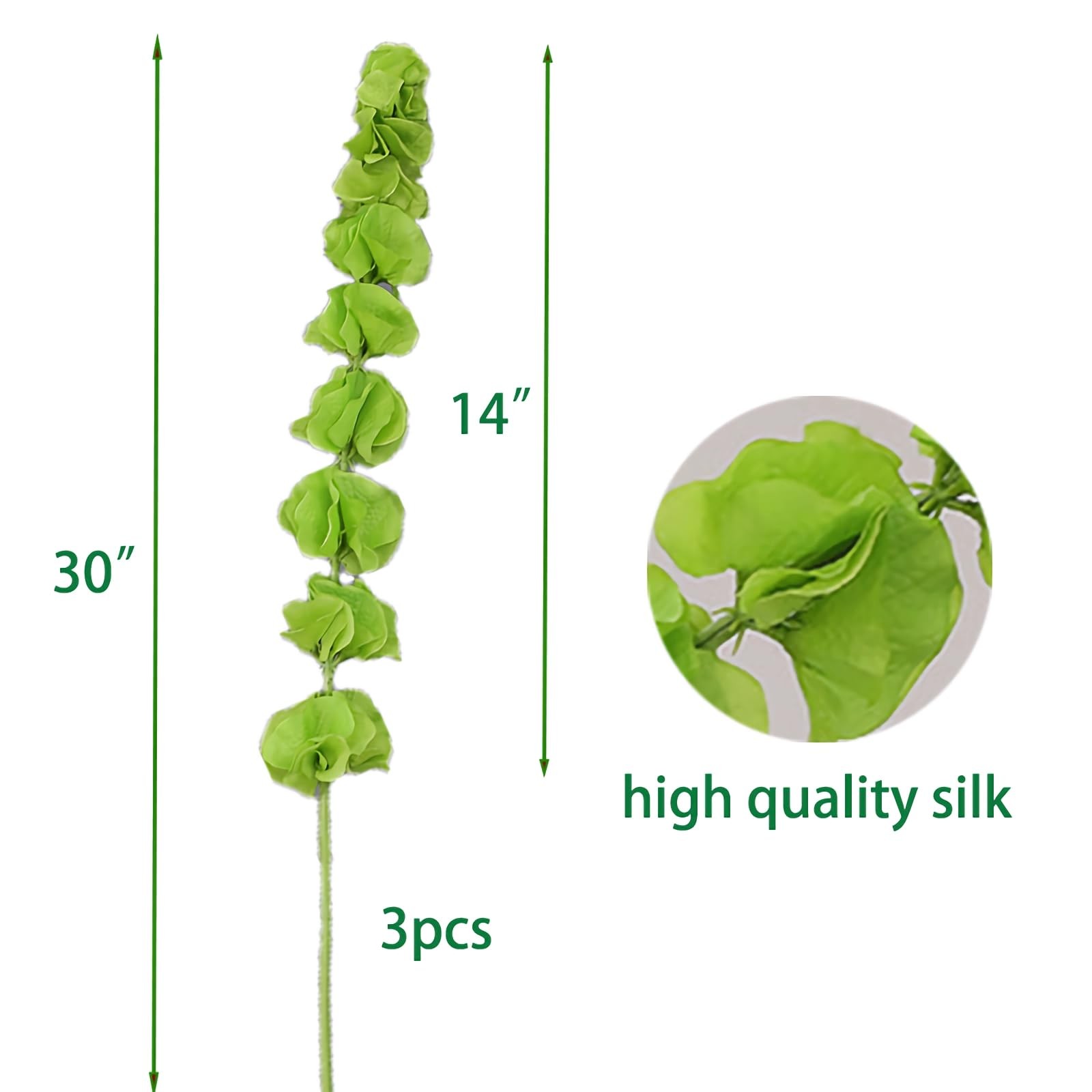 3pcs Artificial Shell Leaf 30″ Fake Bells of Ireland Silk Faux Bell Grass for…