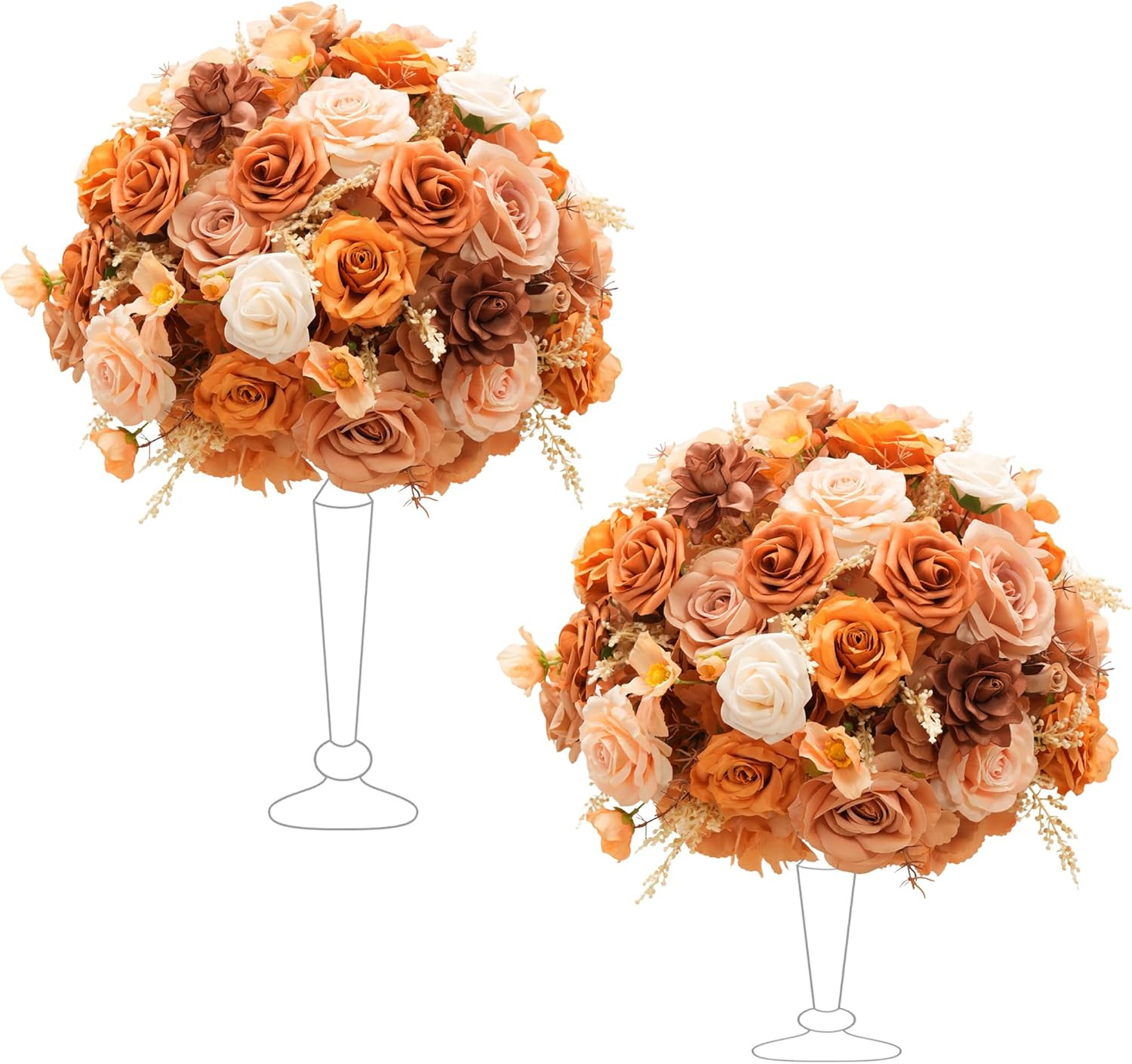 2Pcs 15” Autumn Artificial Flower Centerpieces for Weddings & Parties