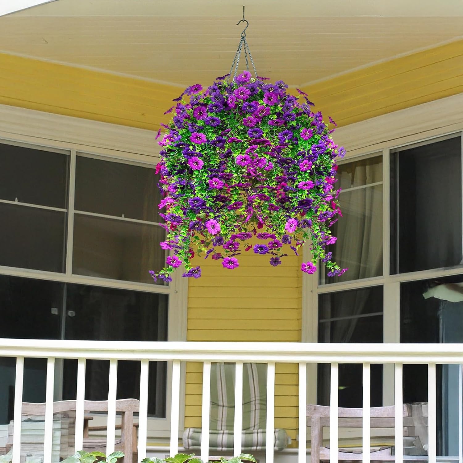 Artificial Flowers Hanging Garden Decoration 4Pcs Purple Violet