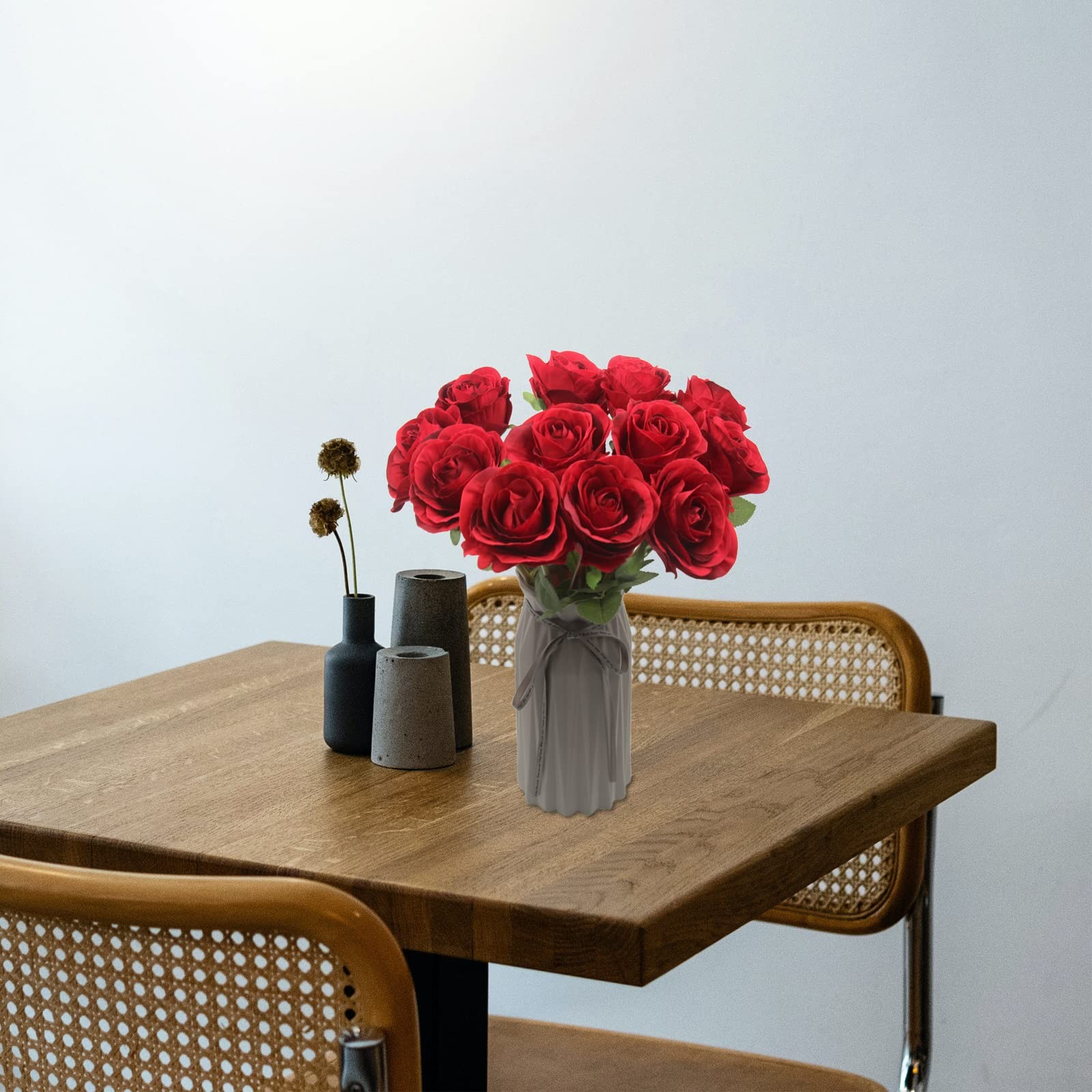 Artificial Roses Flowers for Flower Arrangement, 12 Pcs Silk Red Rose Bouquet…
