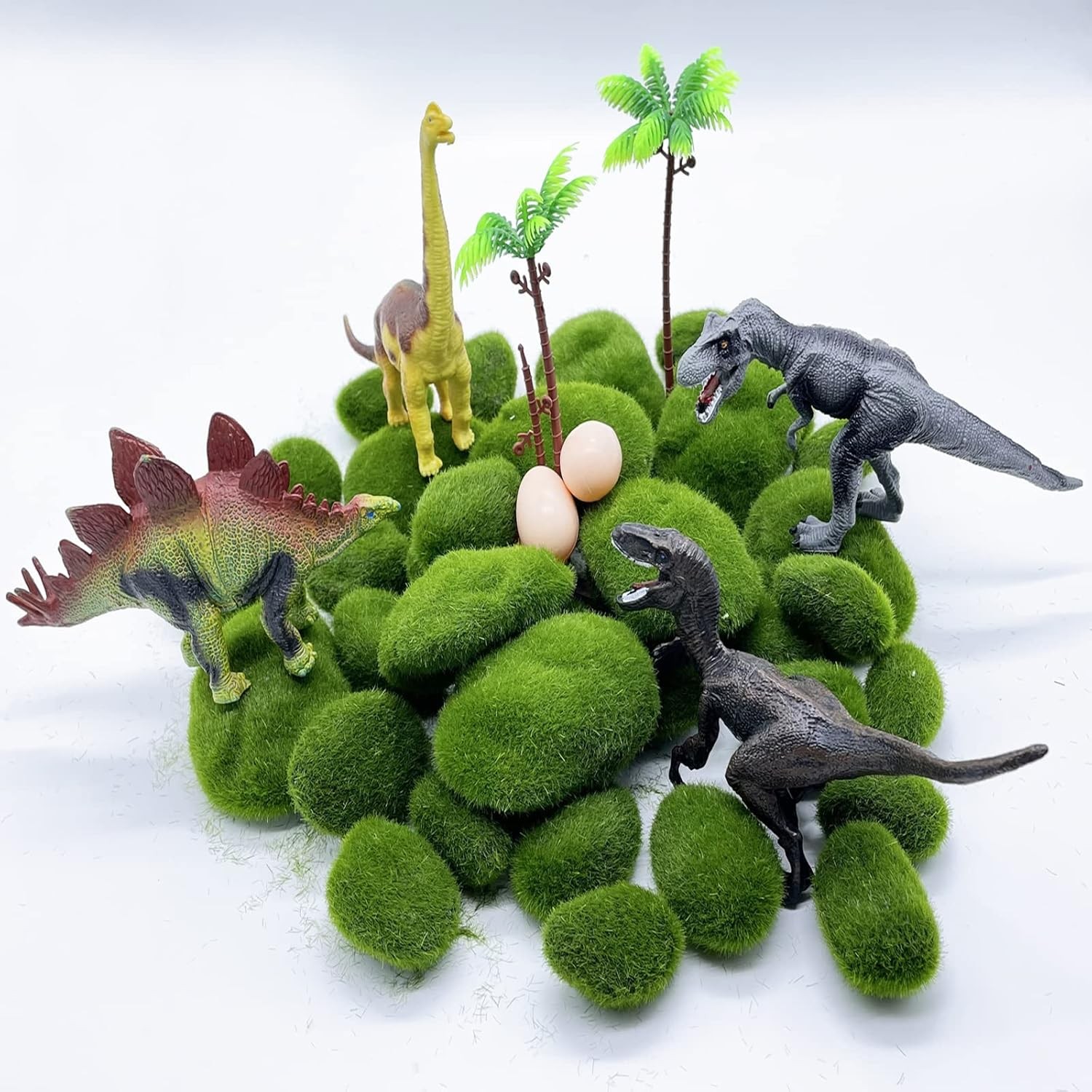 40PCS Artificial Moss Rocks Decorative Moss Balls Green Moss Covered Stones for