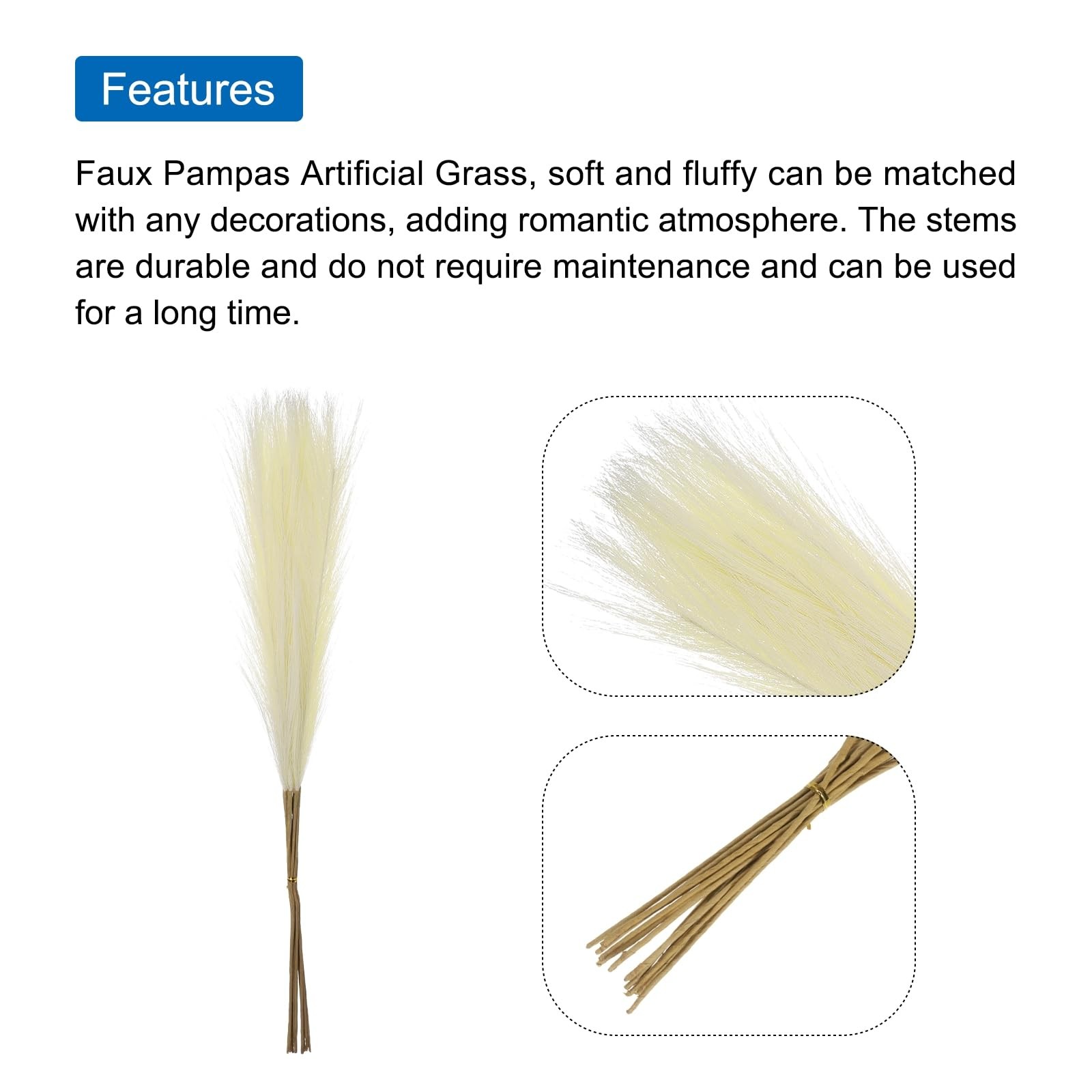 12 PCS 21 Beige Faux Pampas Grass, Fluffy Fake Tall Stems for Vase Decor