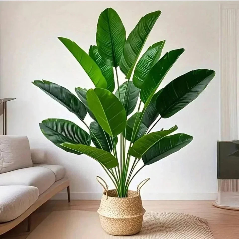 24 Leaf Artificial Banana Plant Large Faux Tropical Green Indoor Outdoor Decor