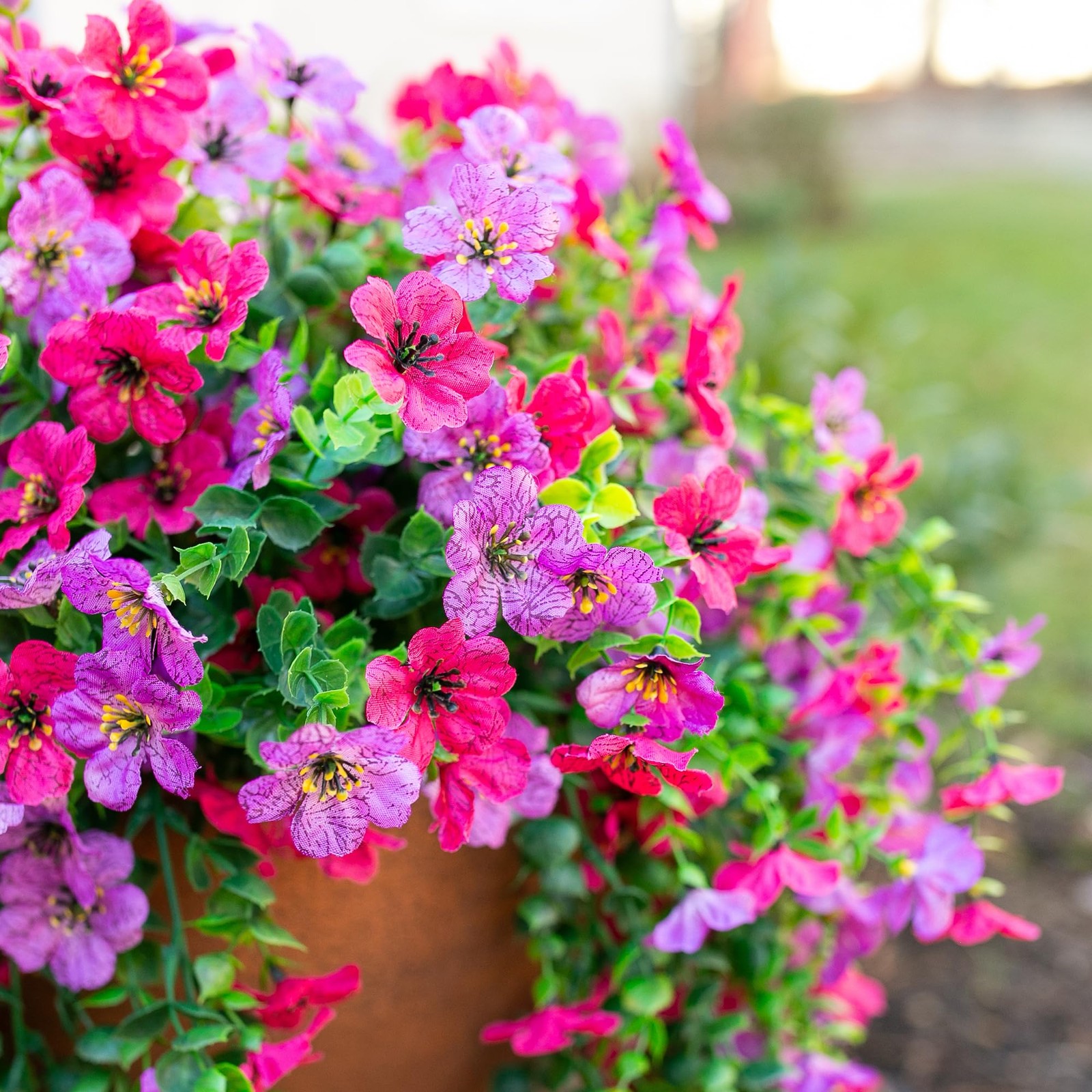 2Pcs Fake Flowers Artificial Floral for Outdoors Decorations, Outside Flower …