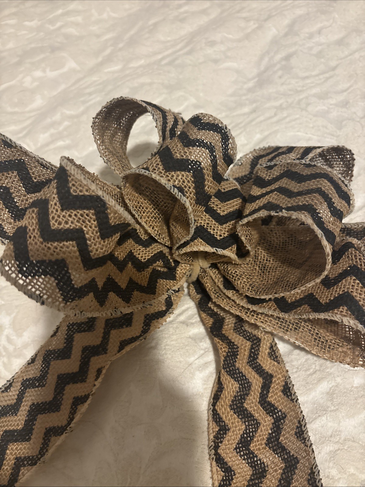 Beige and Black Chevron Wreath Bow