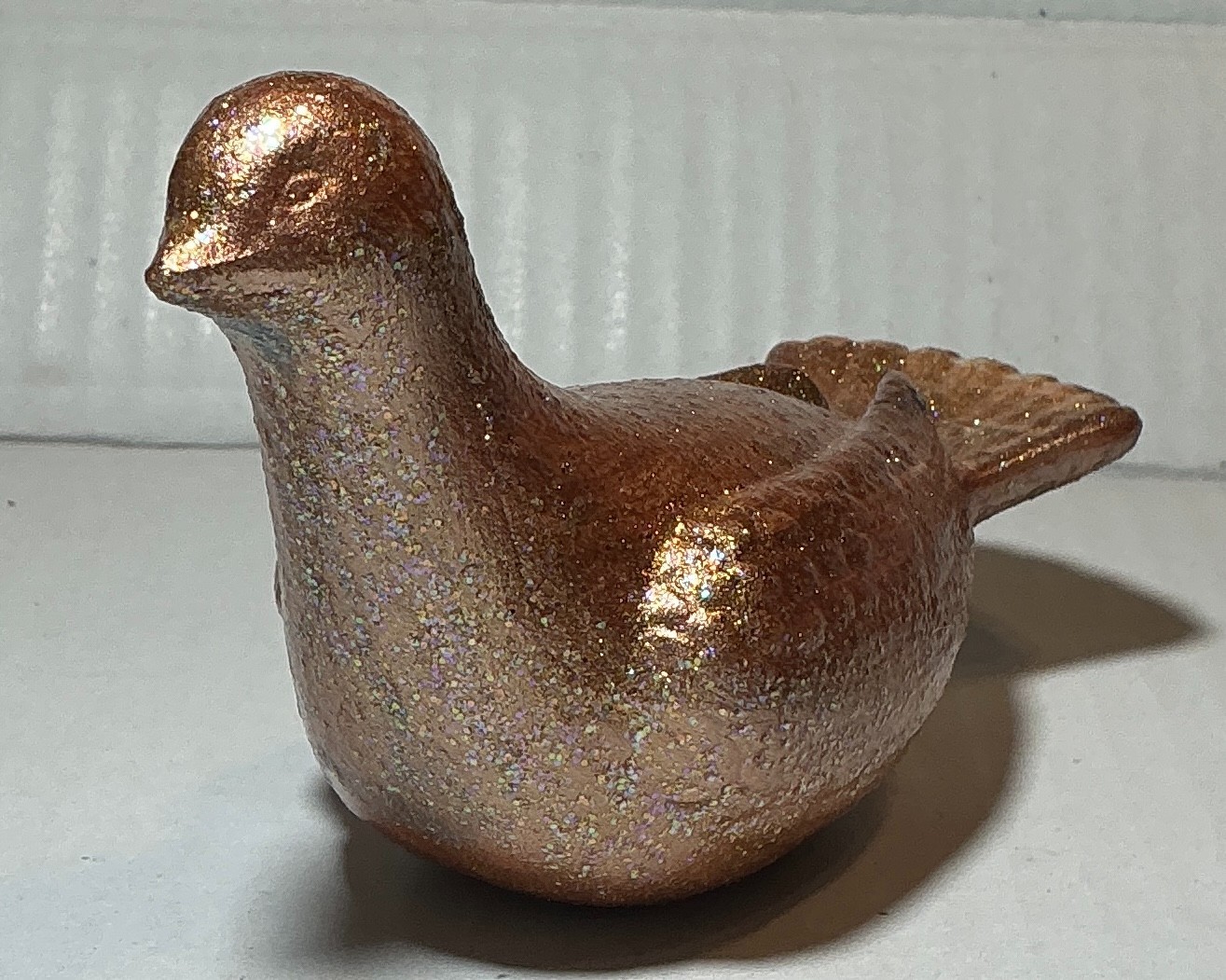 Rose Gold glittery dove figurine
