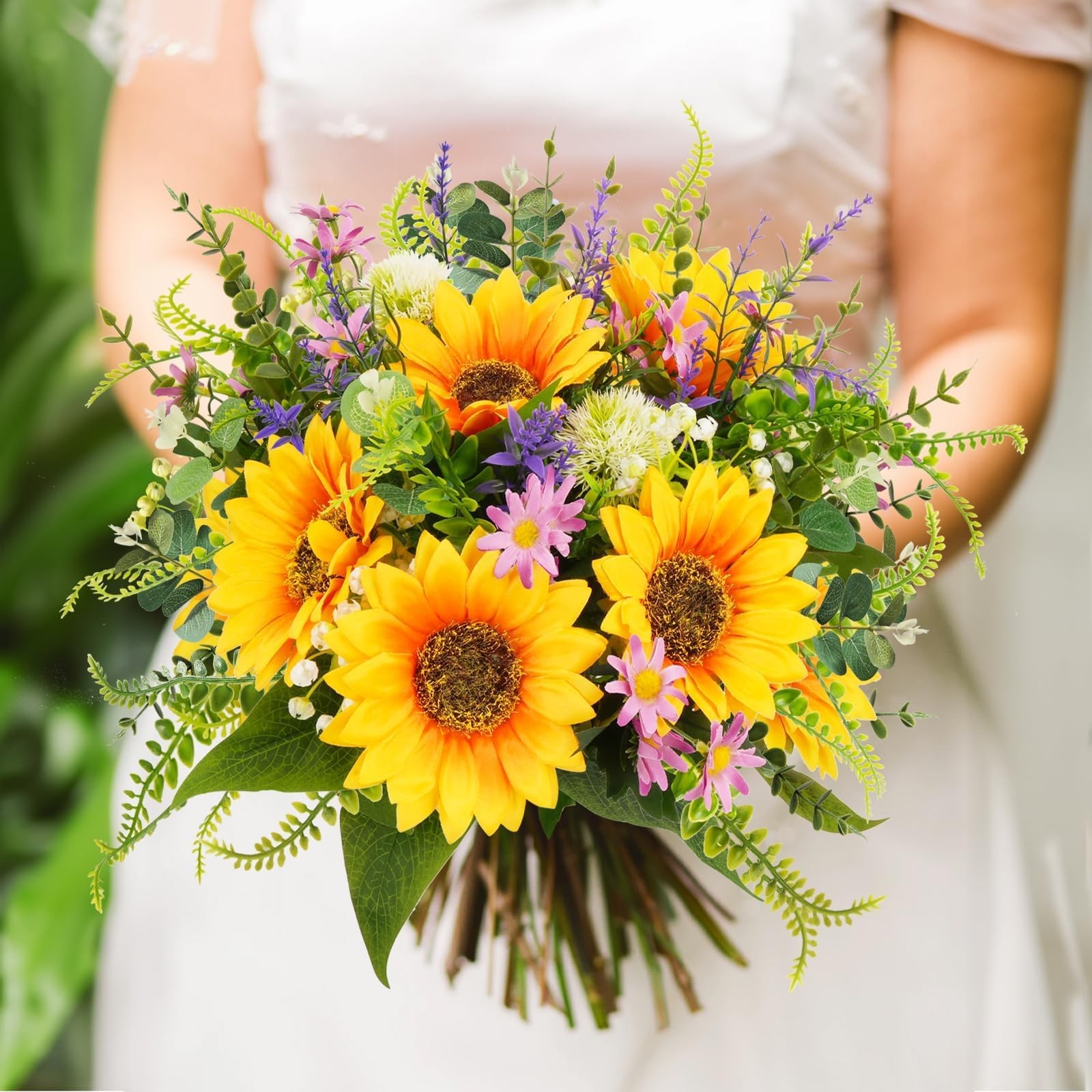 Sunflowers Artificial Flowers Bouquets Spring Fake Wildflowers Silk Decor